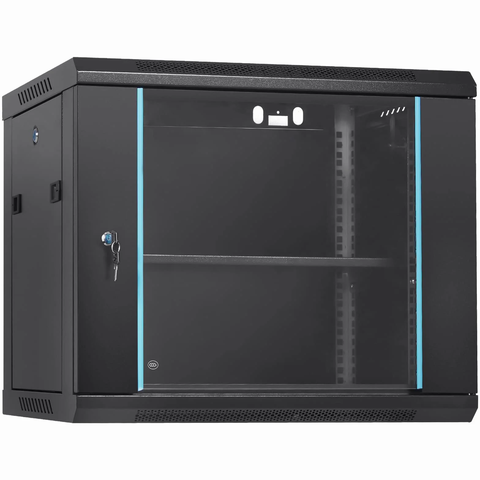 VEVOR Armoire de Serveur Réseau 9U Montage Mural 394 mm 90 kg Panneaux Latéraux en Verre Verrouillables