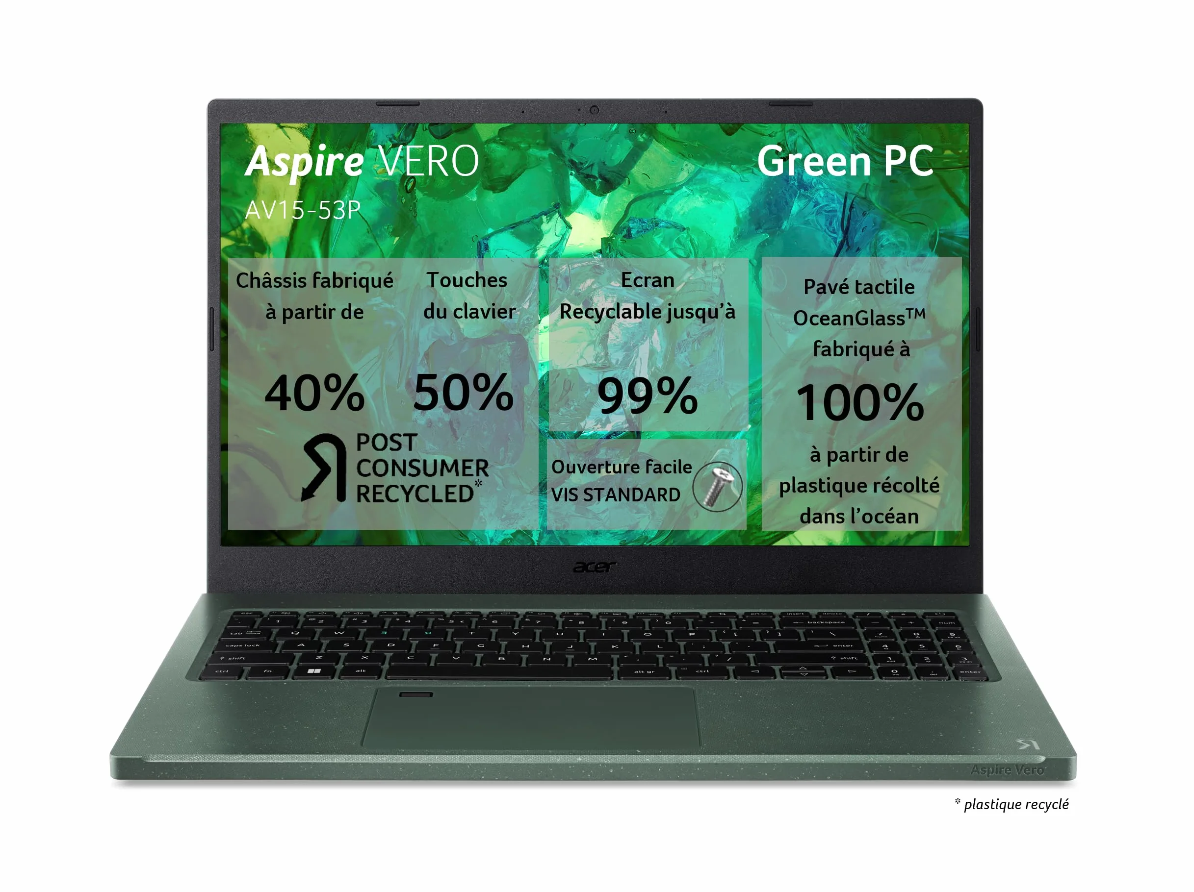Acer Aspire Vero AV15-53P-54R1 Ordinateur Portable 15,6" Full HD IPS Intel Core i5-1335U RAM 16 Go SSD 512 Go Gris Clavier AZERTY