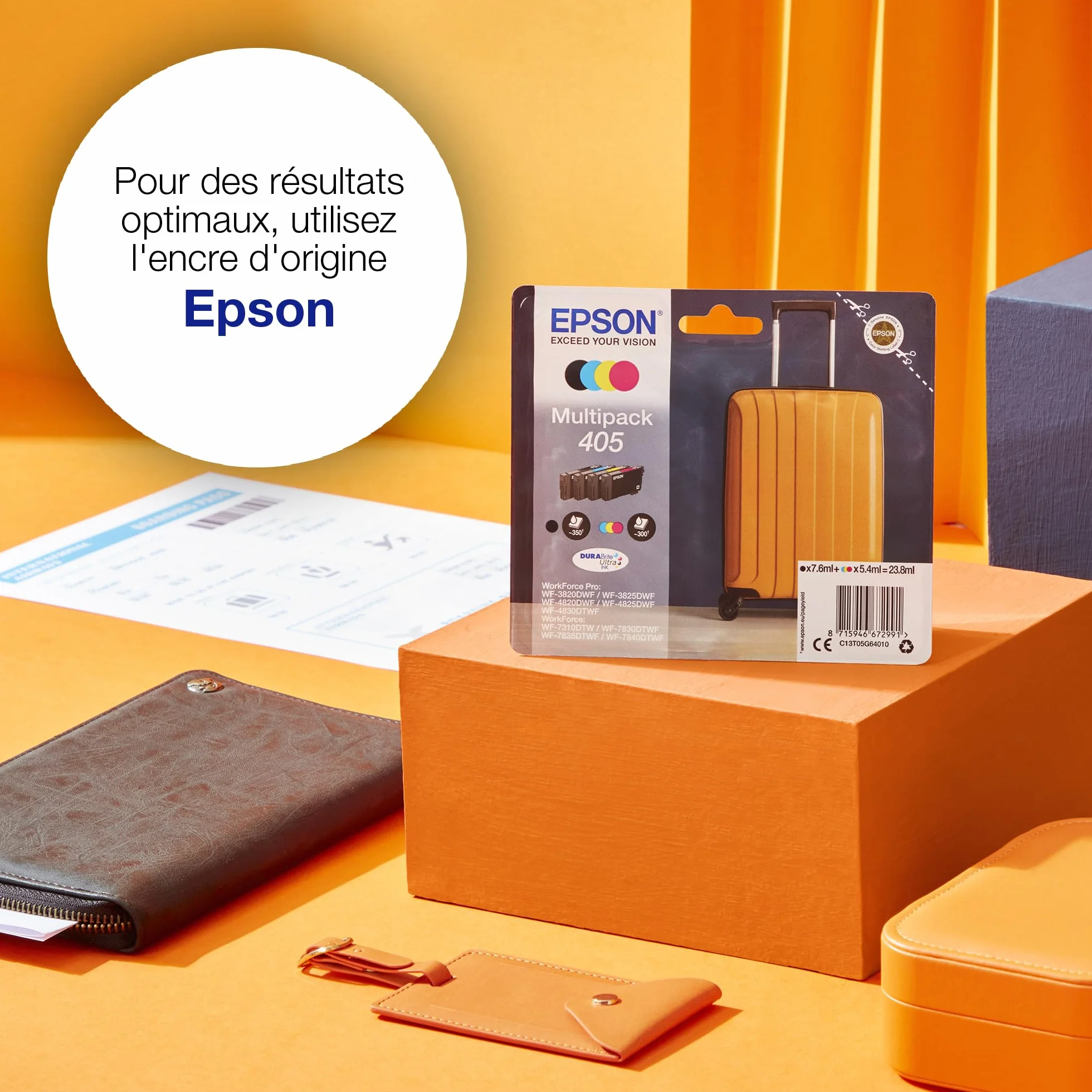 Epson Multipack 405 Valise Cartouches d'encre d'origine 4 couleurs Noir Cyan Magenta Jaune