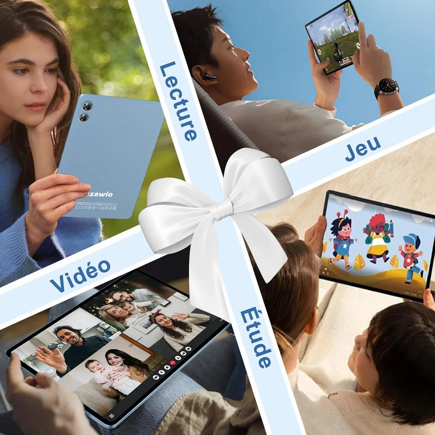 Tablette Android 15 Gemini AI 10,1 Pouces 30Go RAM 128Go ROM Octa-Core 8000mAh Wi-Fi 6 Bleu