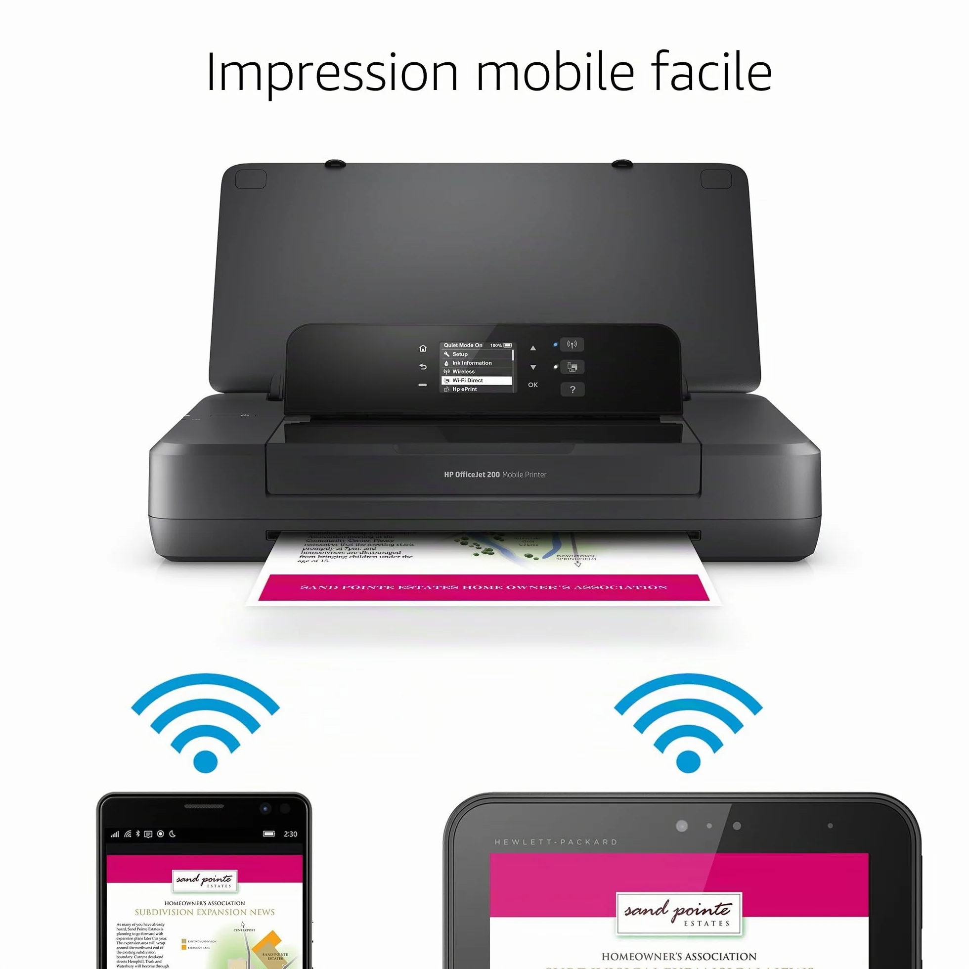 HP OfficeJet 200 Mobile Imprimante d'Encre A4 WiFi Noir 4800 x 1200 dpi