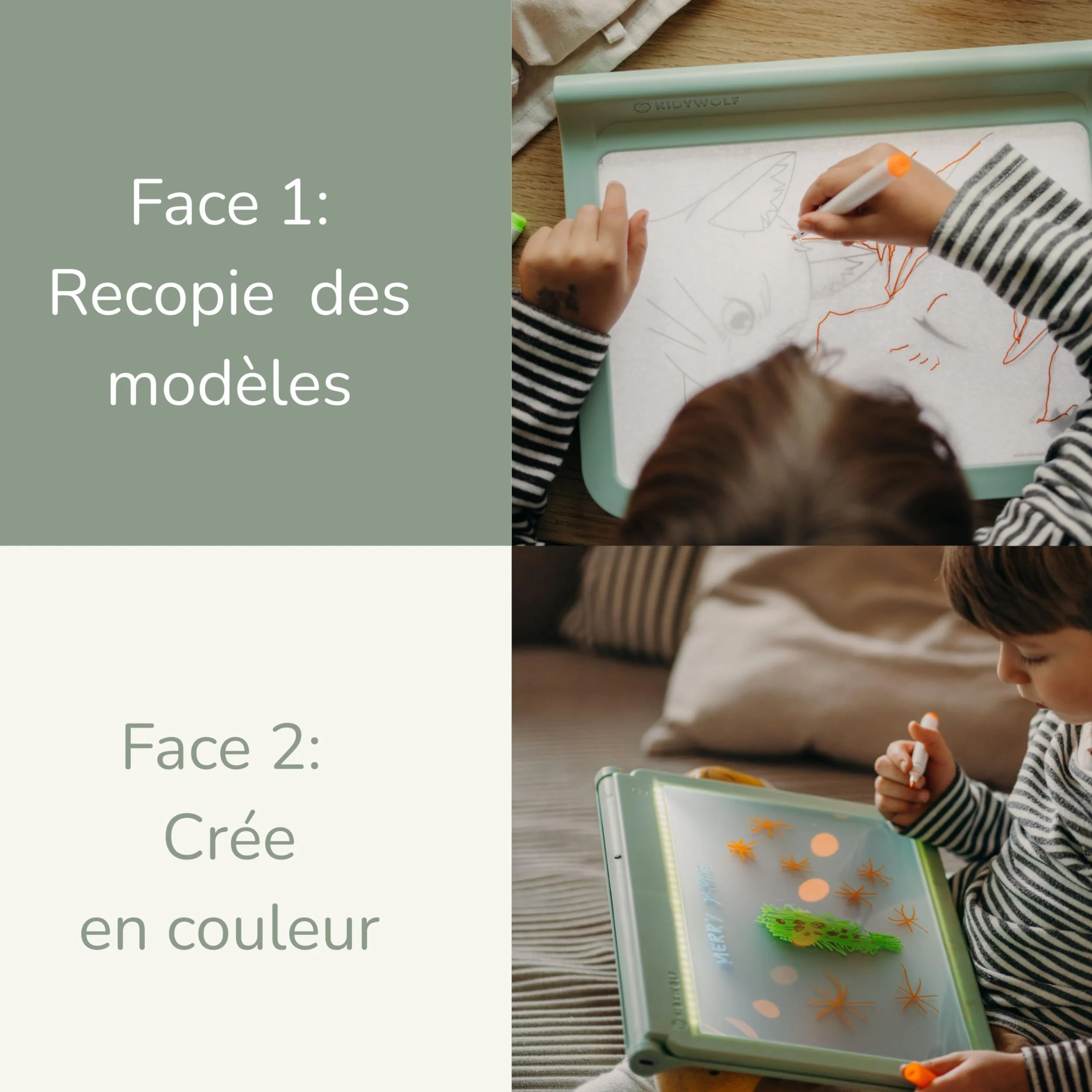 KIDYWOLF KIDYDRAW Pro – Tablette Lumineuse Dessin Enfant avec Écran LED et Tableau Néon Rechargeable