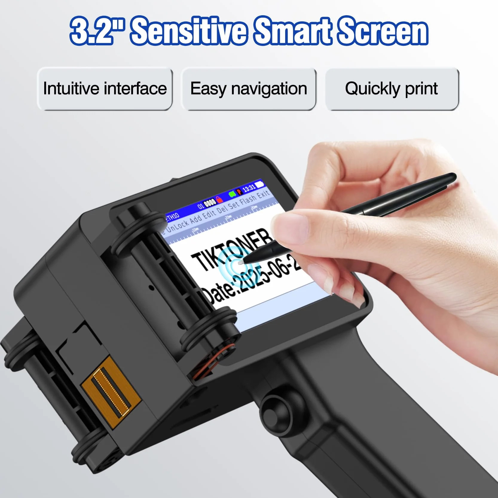 Imprimante à Jet d'encre Portable TH10 Mini 42ml Hauteur d'impression 2-12,7mm Codage Date Texte QR Code
