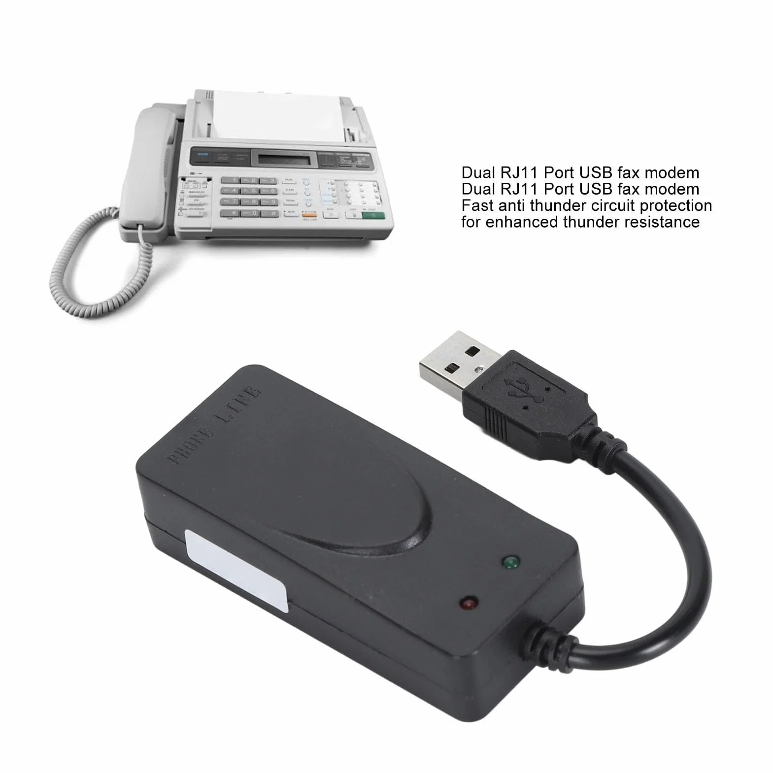 Modem USB 56K Externe avec Deux Ports RJ11 et Identification de L'appelant
