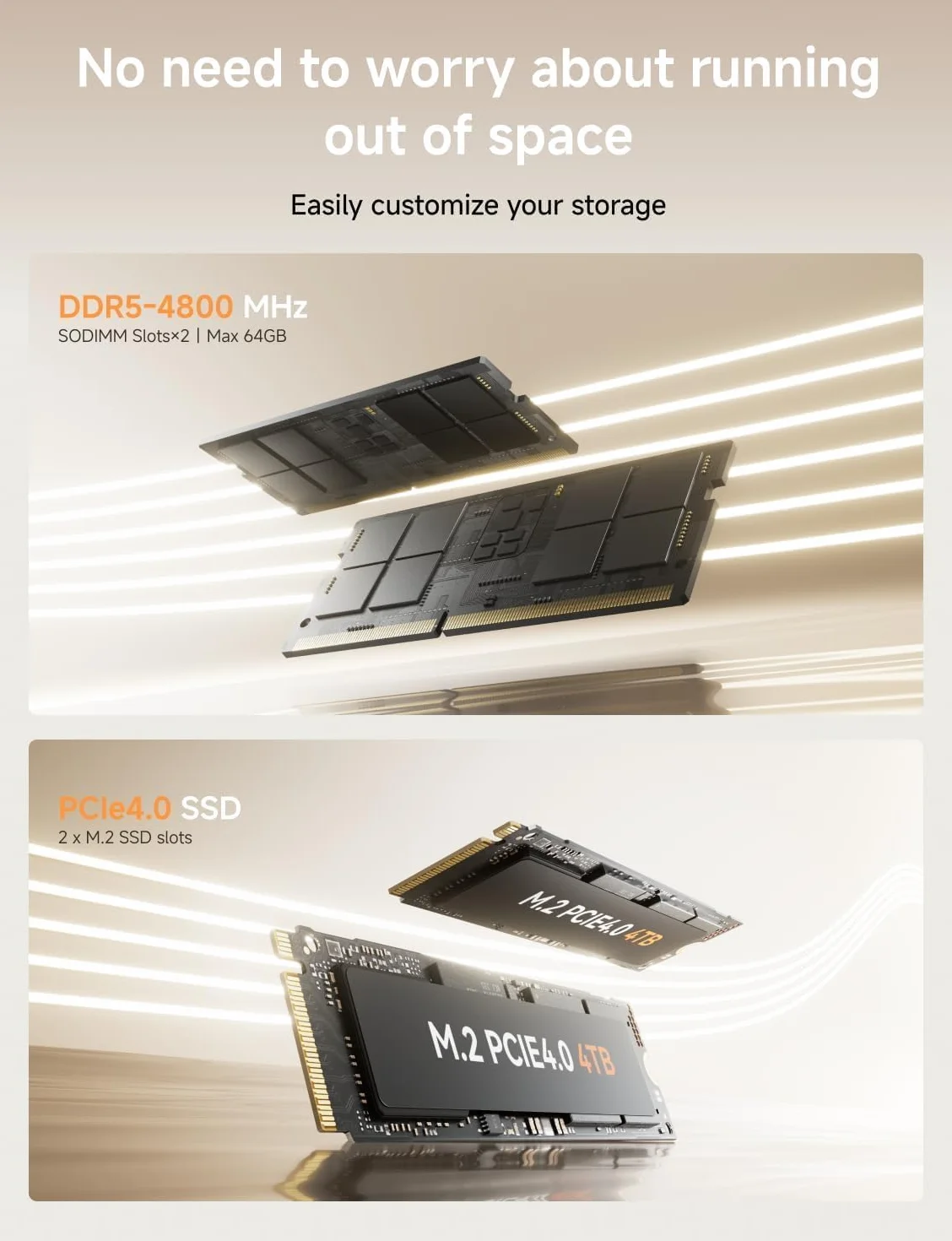 MINIS FORUM UM760 Slim Mini PC AMD Ryzen 5 7640HS 16 Go DDR5 SSD 1 To PCIe 4.0 Wi-Fi 6E Bluetooth 5.2