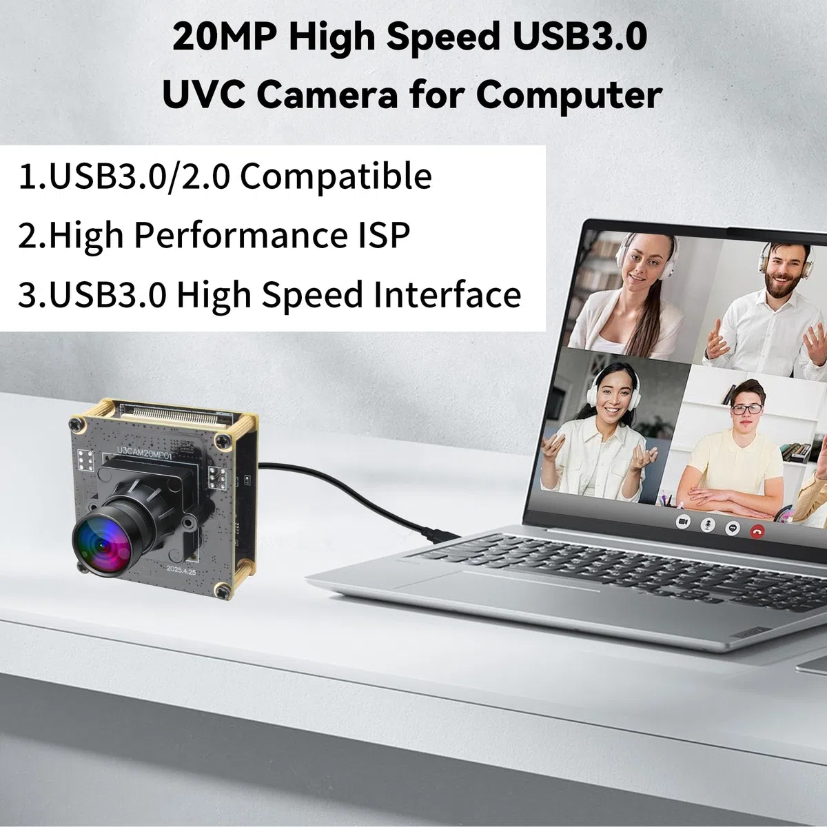 ELP 20MP USB-Kamera 4K 30fps USB 3.0 Typ-C Webcam 3840P Weitwinkelobjektiv für Windows Linux PC