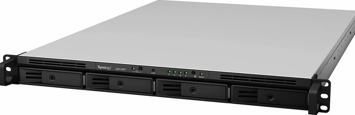 Synology RS815RP+ Serveur NAS Rack 1U 4 Baies 3,5" 2,5" 2,4 GHz QuadCore 4 Go 4LAN GB USB 3.0 eSata Noir