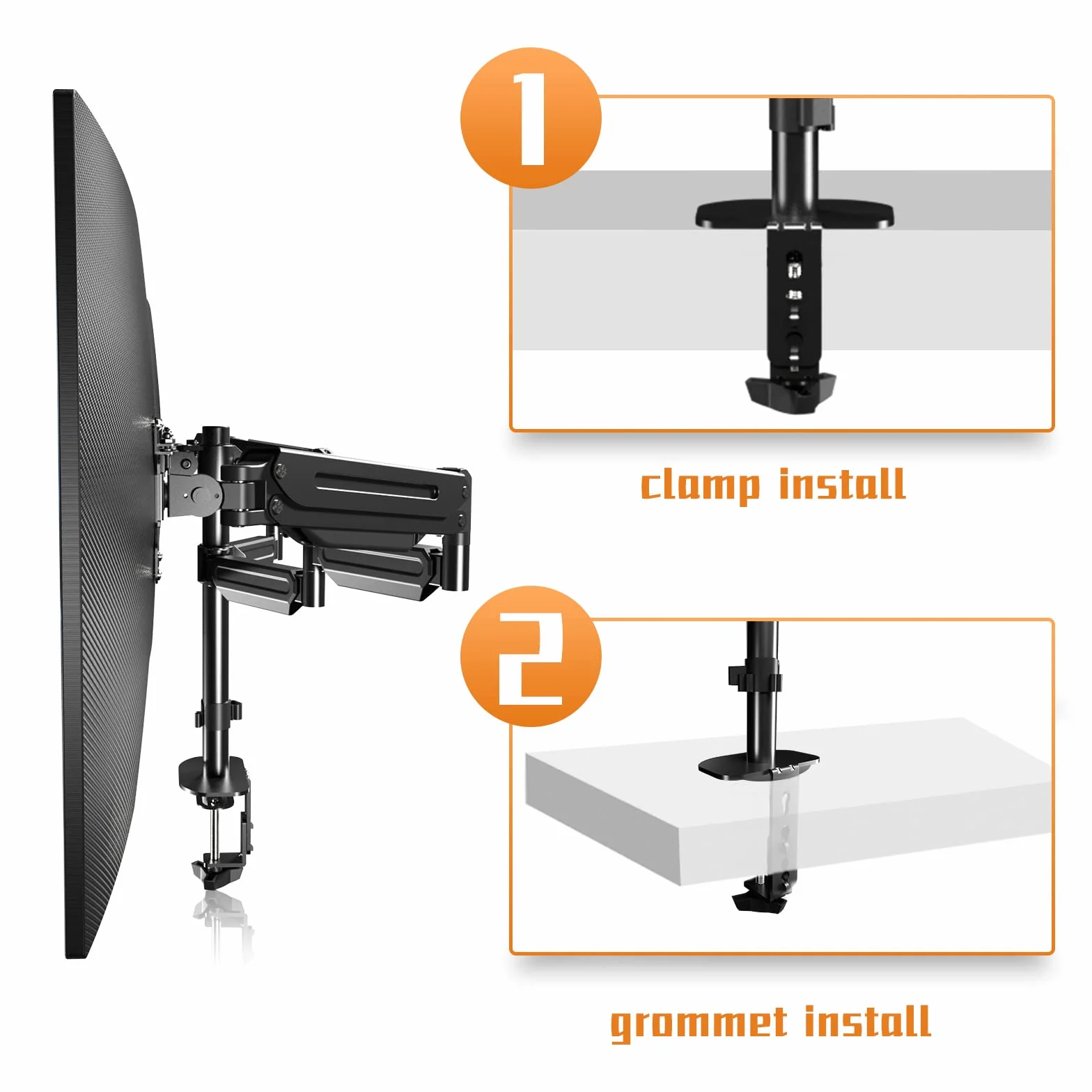 Pholiten Support Ecran PC 3 Ecran, Support de Moniteur 17-27", Inclinaison et Pivotement, VESA 75/100mm