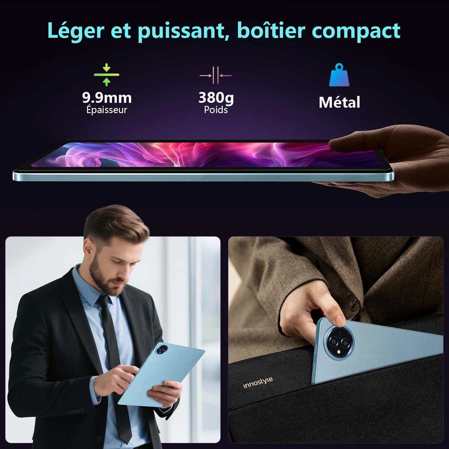 Tablette 10 Pouces Android 15 20Go RAM 128Go ROM 8580 mAh Batterie Octo-Cœur 5G WiFi Tactile 5+13MP Caméra Bluetooth Bleu