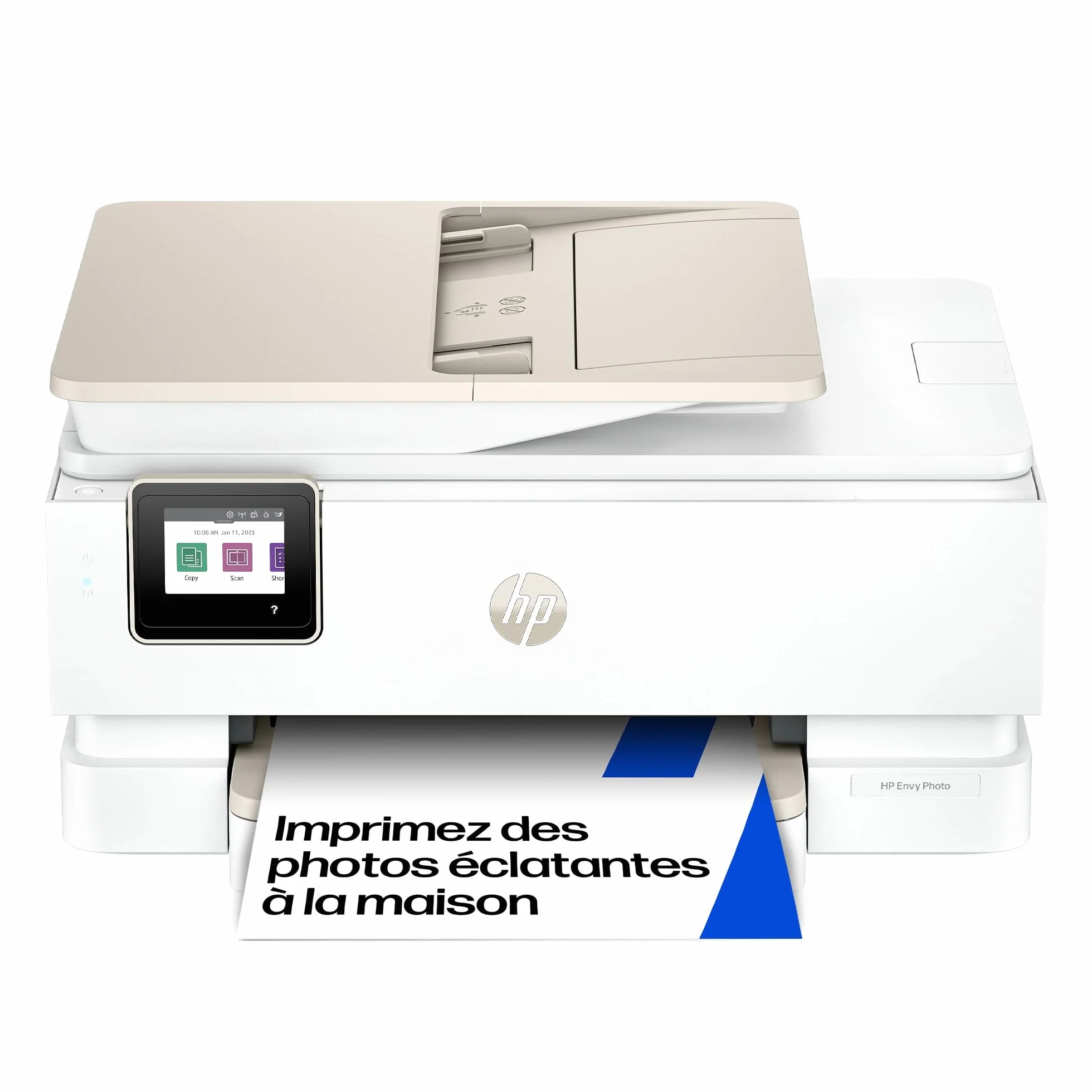 HP Envy Photo 7930 Imprimante Multifonction Jet d'Encre Couleur A4 Wi-Fi Double Bande Recto Verso Automatique ADF 35 Feuilles Bac Photo Blanche