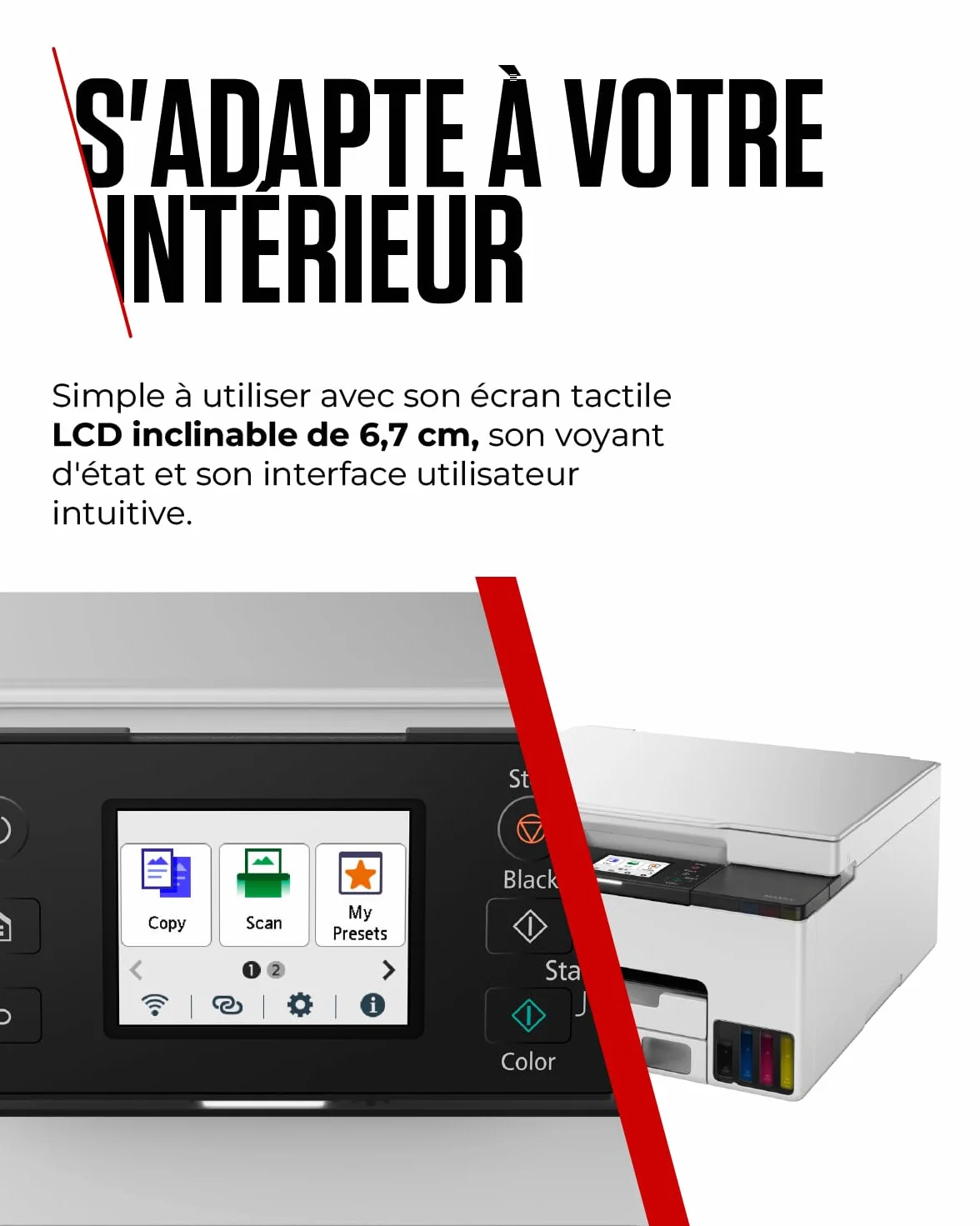 Canon MAXIFY GX1050 Imprimante A4 Couleur MegaTank Tout-en-Un Jet d'encre Wi-Fi Ethernet USB