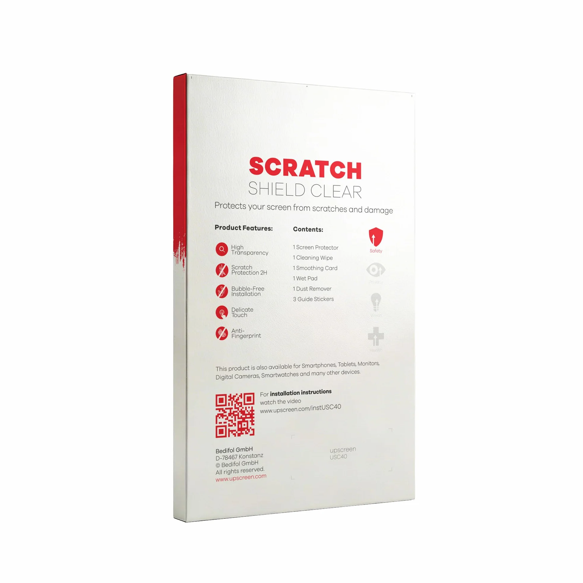 upscreen Protection d’écran tactile PC 25 pouces (63.5 cm) 538x337 mm 16:10 Transparent Anti-Trace