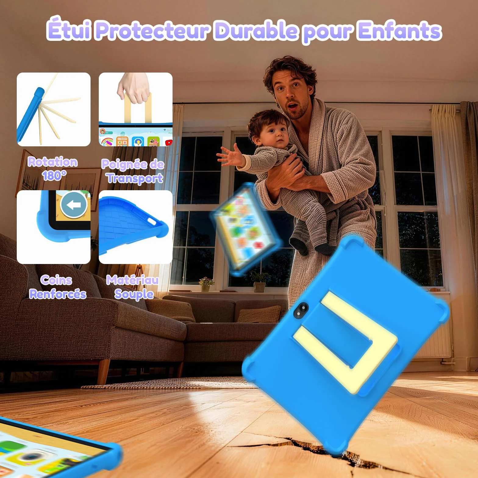 ALLDOCUBE Tablette Enfants 10 Pouces Android 15 Octa-Core 7Go+64Go Ext 512Go 5500mAh Contrôle Parental Wi-Fi 6 BT 5 GPS 4G LTE