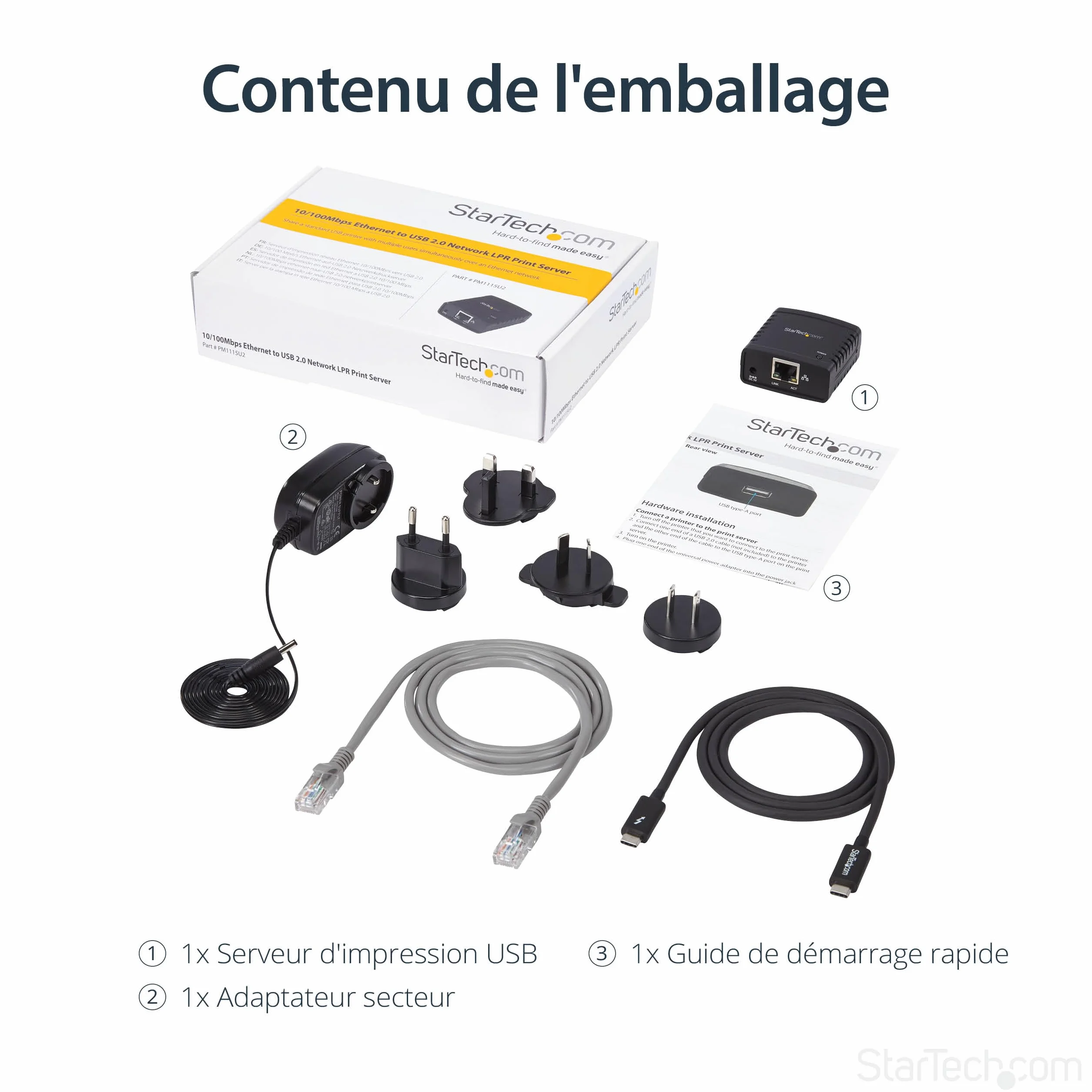 StarTech.com Serveur d'impression LPR réseau 10/100 Mb/s USB 2.0 PM1115U2