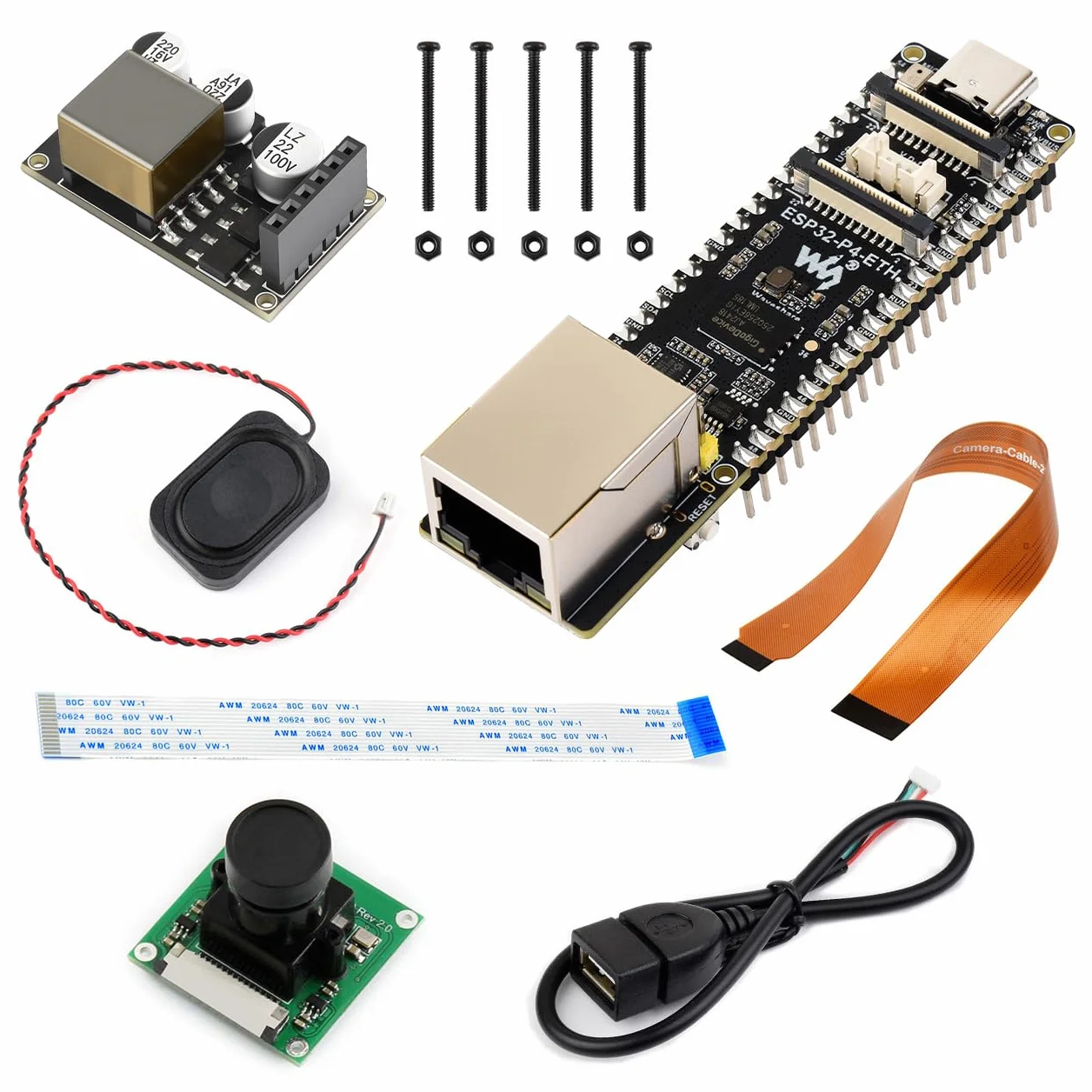 Waveshare ESP32-P4-ETH Development Board with PoE Module, Camera and Speaker
