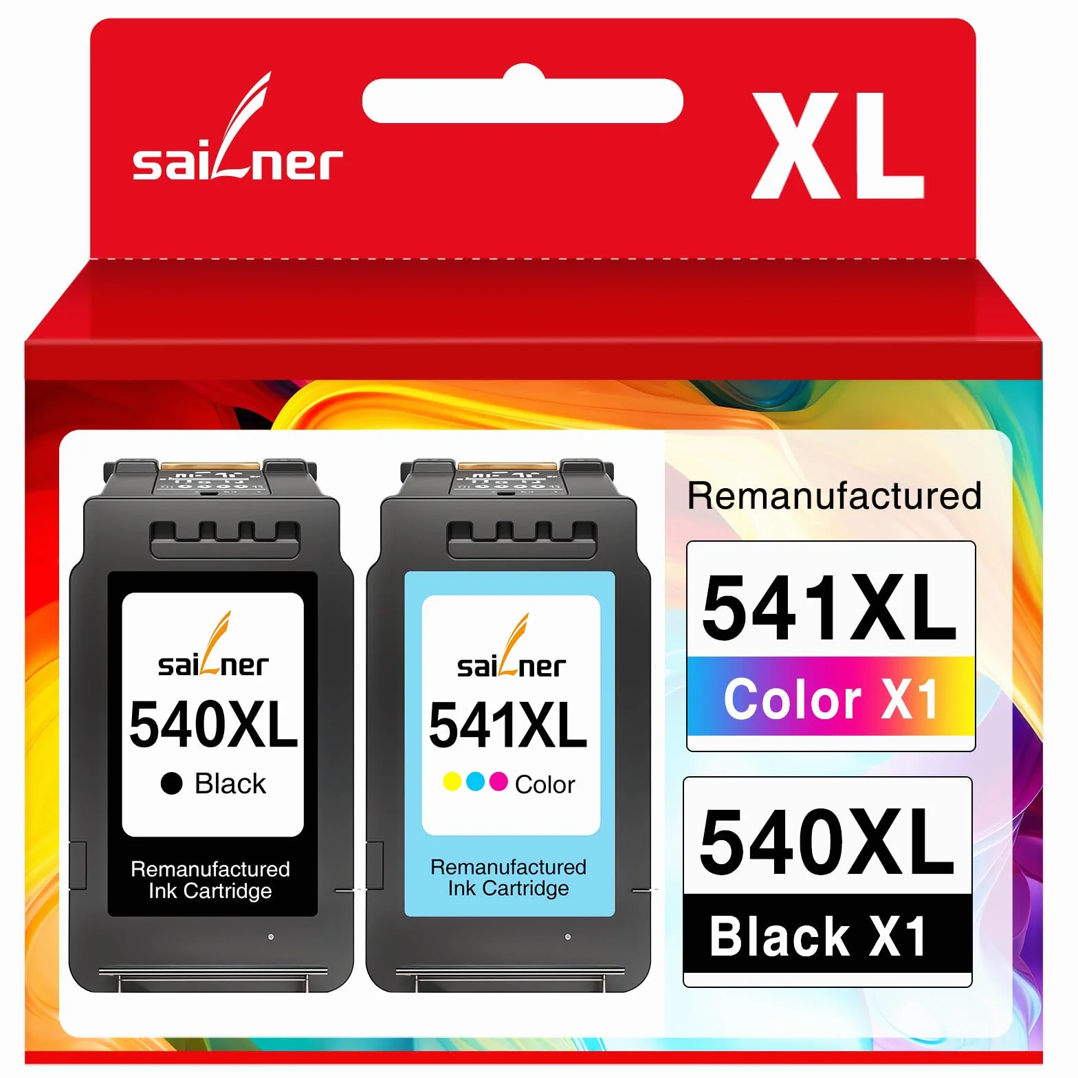 SAILNER PG-540XL CL-541XL Cartouche Canon 540 541 XL Encre Compatible pour PIXMA MG3650s MG3600 MX475 MG3650 MG3550 MG4250 TS5150, 2 Pack