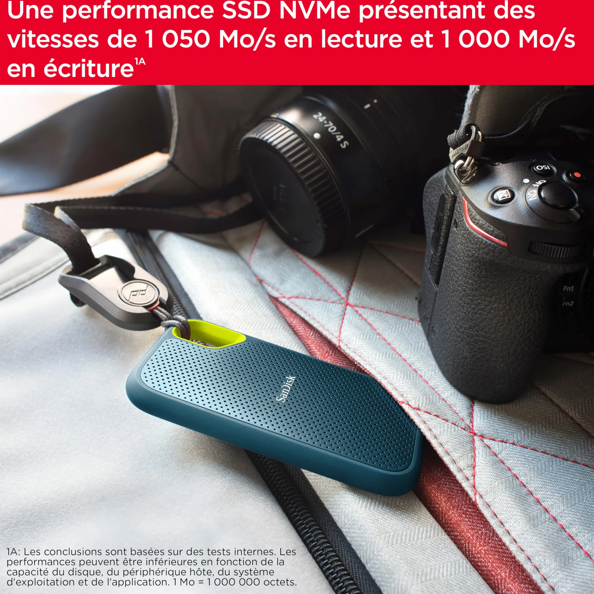 SanDisk Extreme 1To Disque SSD Externe Portable NVMe IP65 1050Mo/s