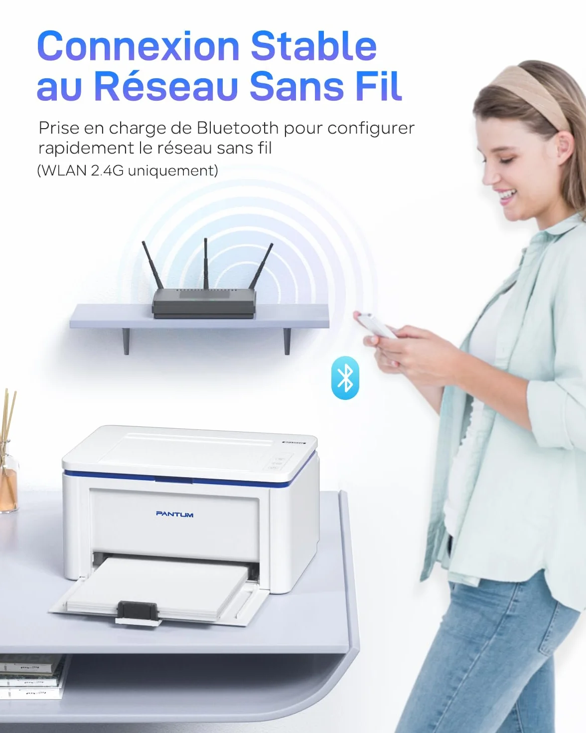 PANTUM BP2309W Imprimante Laser WiFi Noir et Blanc, 20 Pages/Minute, Recto-Verso Manuel, Airprint Mopria