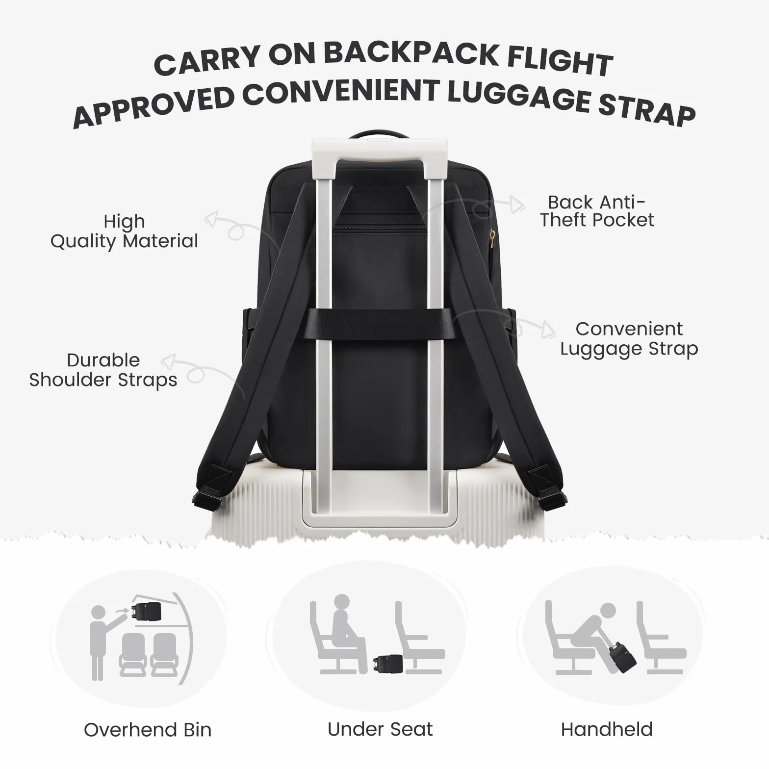 Sac à Dos Ordinateur Portable 16 Pouces Imperméable Noir
