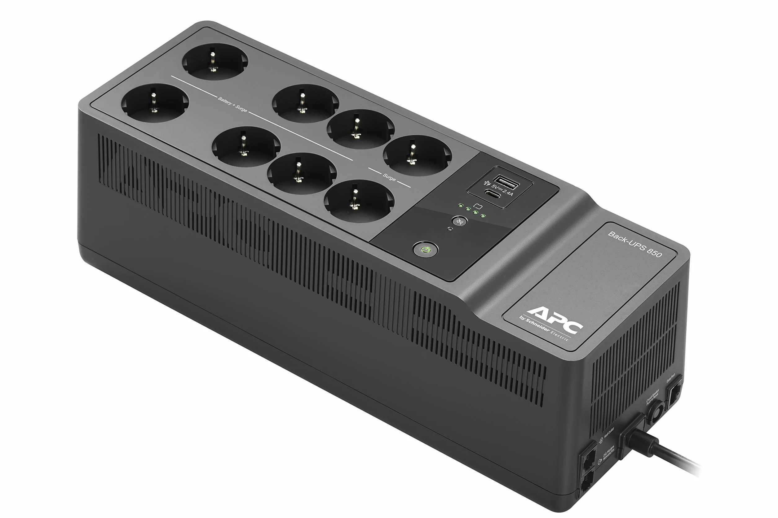 APC Back-UPS Essential - BE850G2-GR - UPS 850VA 230V, USB Type-C and A Charging Ports, 8 Schuko CEE 7 outlets (2 Surge)