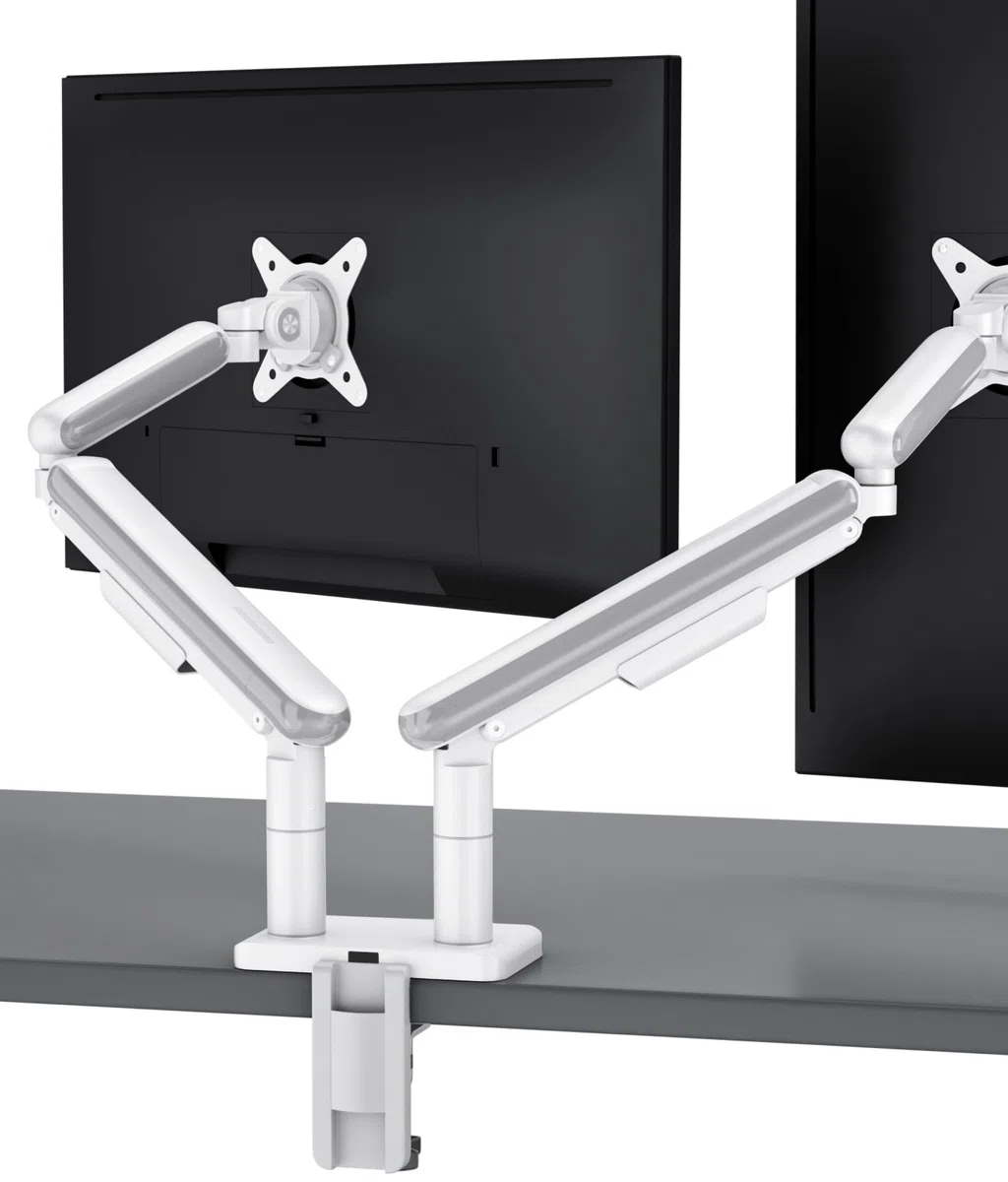 Desktronic Support Double Écran 34" 8kg Rotation 360° Hauteur Réglable VESA 75/100 Blanc