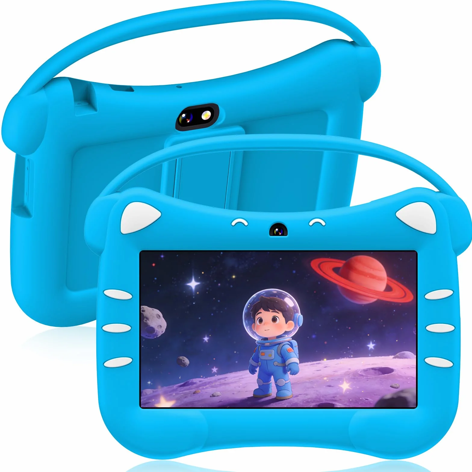 Tablette Éducative Enfant 7 Pouces Android WiFi Contrôle Parental Double Caméra Étui Sécurité 2 Go RAM 32 Go ROM 128 Go Extensible 3-12 Ans Bleu