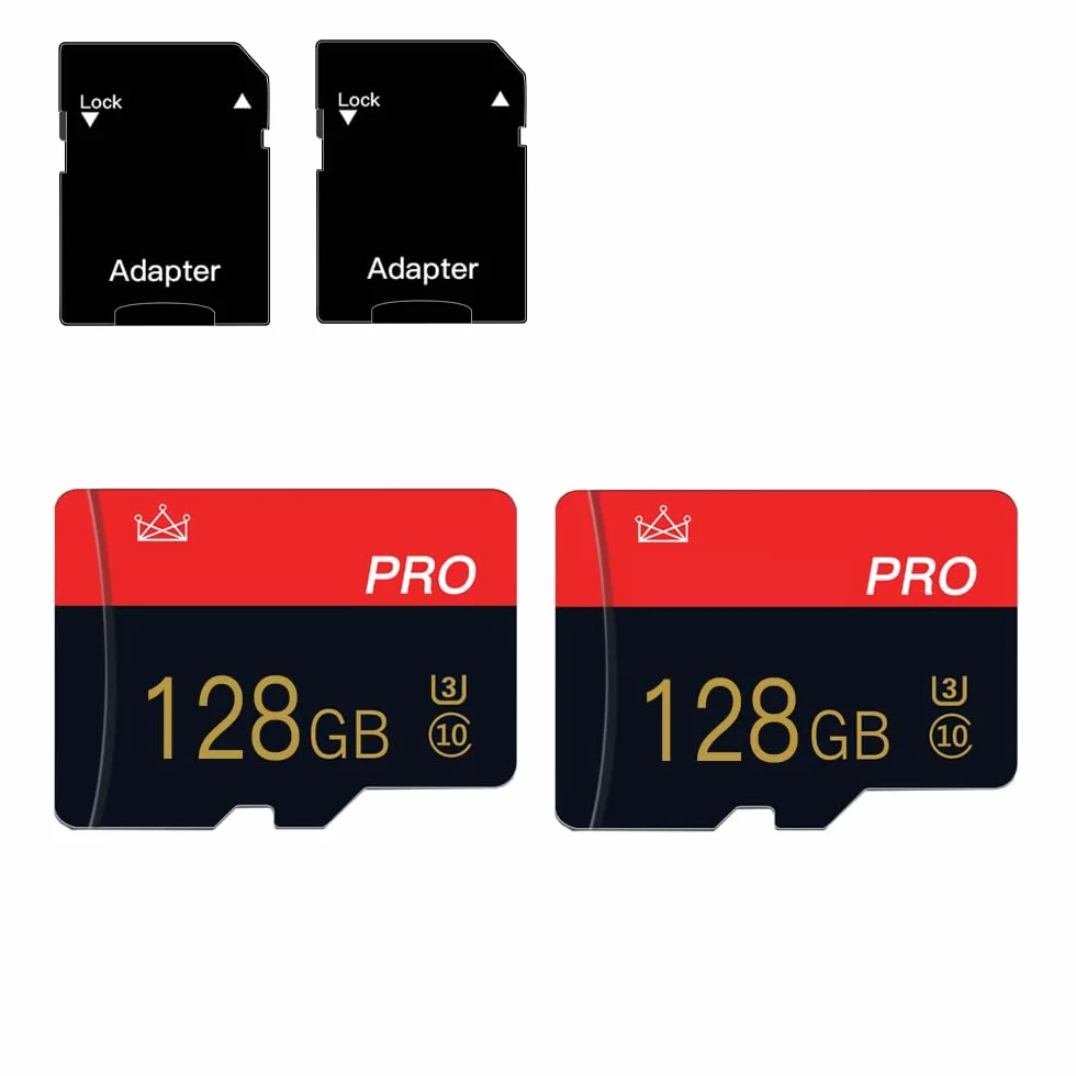 Lot de 2 Cartes mémoire Micro SD 128GB Classe 10 avec Adaptateur