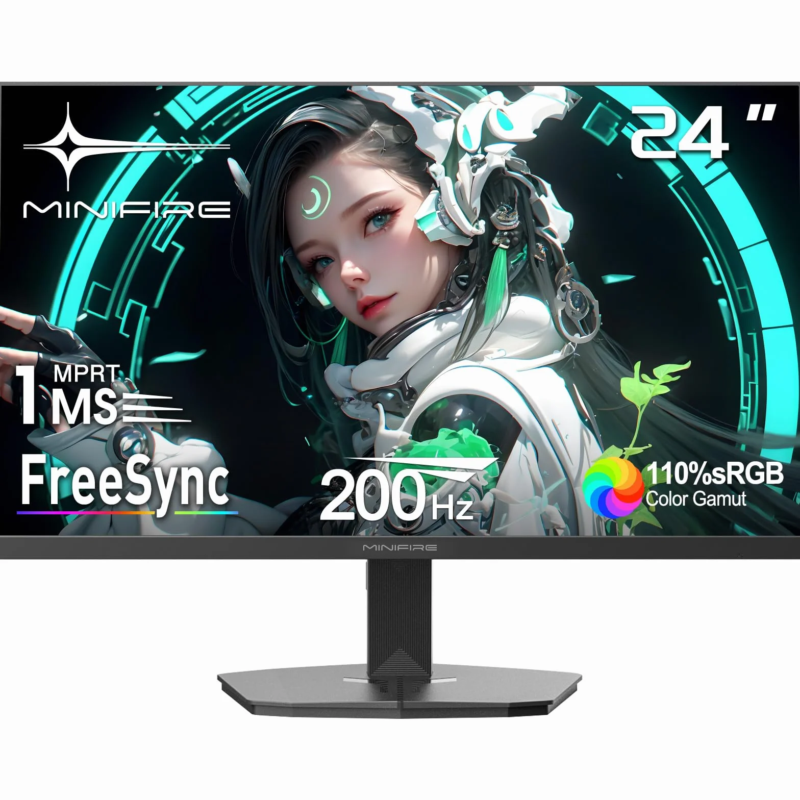 Minifire Écran PC Gamer 24 Pouces 200Hz 1ms FreeSync Full HD 1920x1080 HDMI 2.0 DP 1.4 MFG24F4H