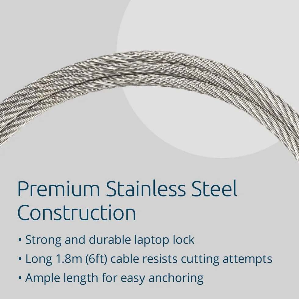 KENSINGTON Slim NanoSaver 2.0 EQ Câble de Sécurité à Clé Antivol pour Ordinateurs Portables Ultrafins avec Encoche Nano, Câble 1,80m Acier au Carbone
