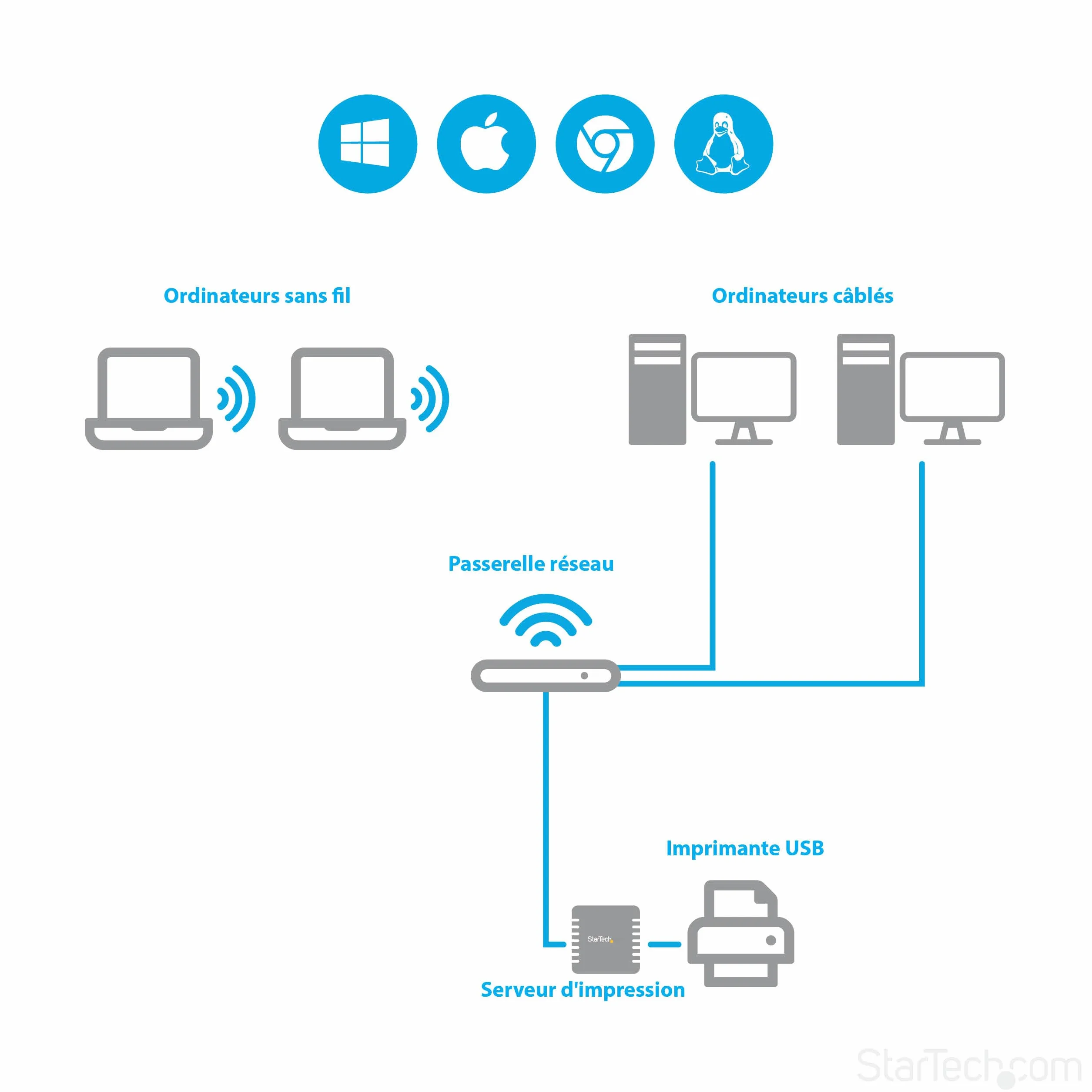 StarTech.com Serveur d'impression LPR réseau 10/100 Mb/s USB 2.0 PM1115U2