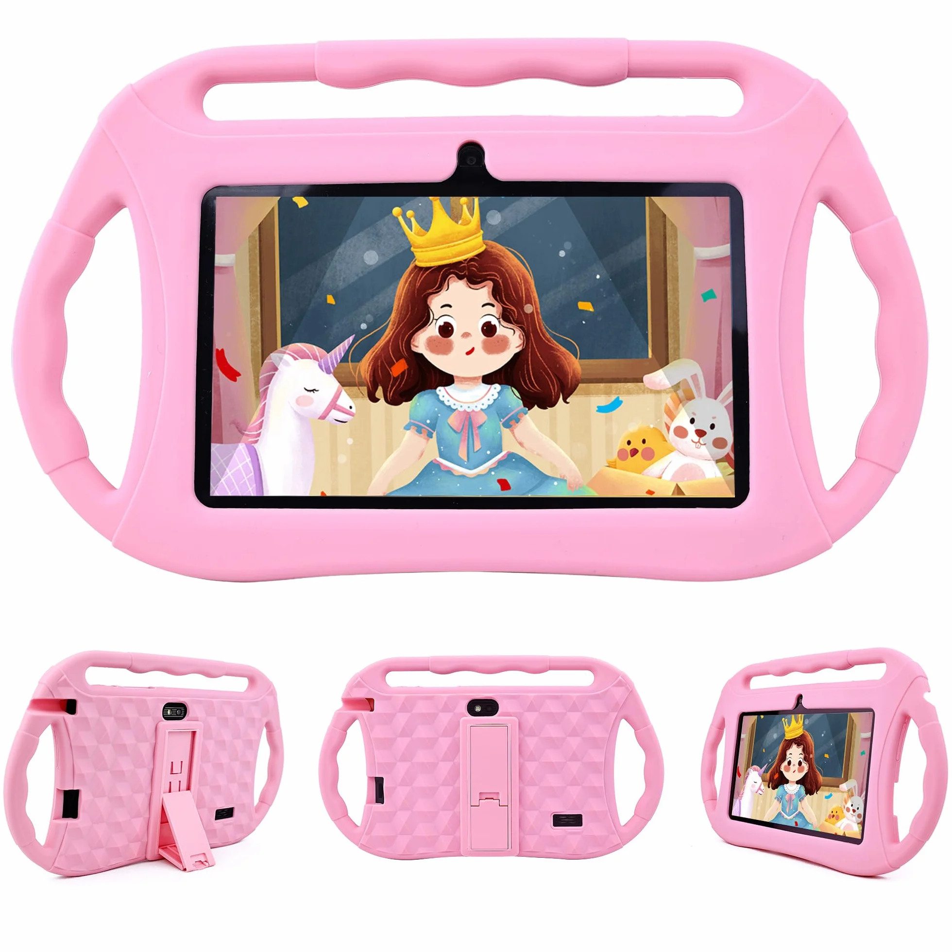Tablette Android 7 Pouces 2Go RAM 32Go ROM WiFi Écran HD pour Enfants avec Contrôle Parental (Rose)