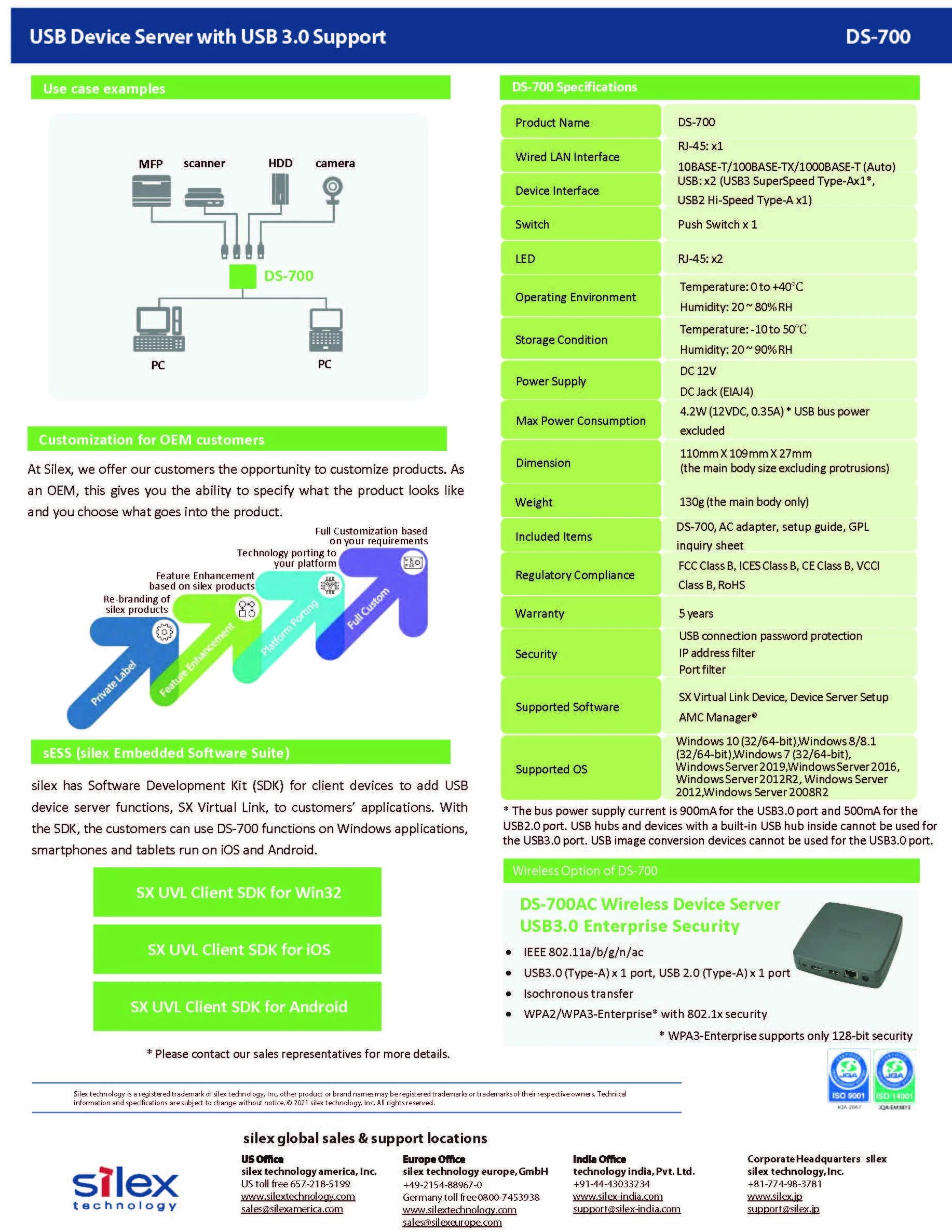 Silex Technology DS-700 Serveur d'impression réseau LAN 10/100/1000 Mo/s