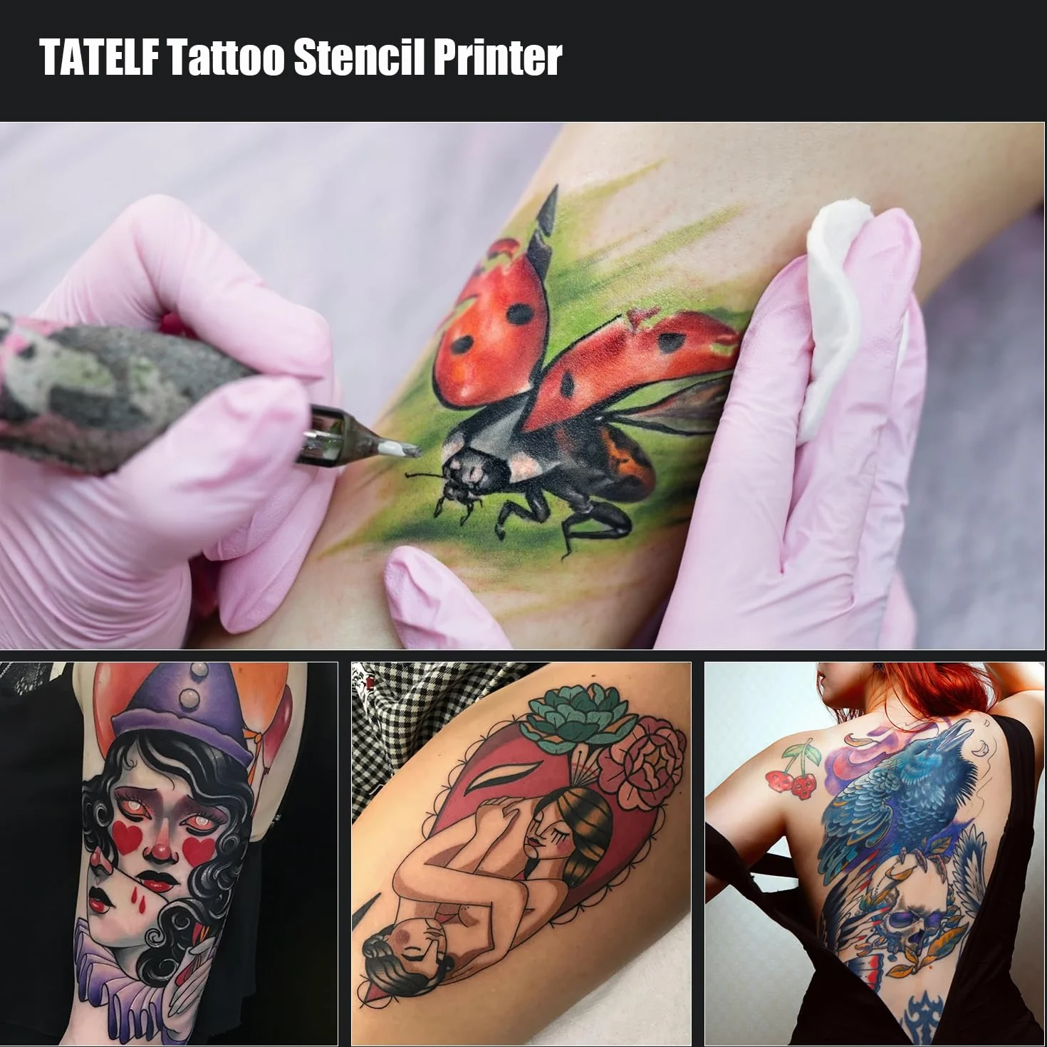 TATELF Machine à Stencil Tatouage sans Fil Bluetooth avec 10 Papiers Transfert pour Artistes Débutants H1