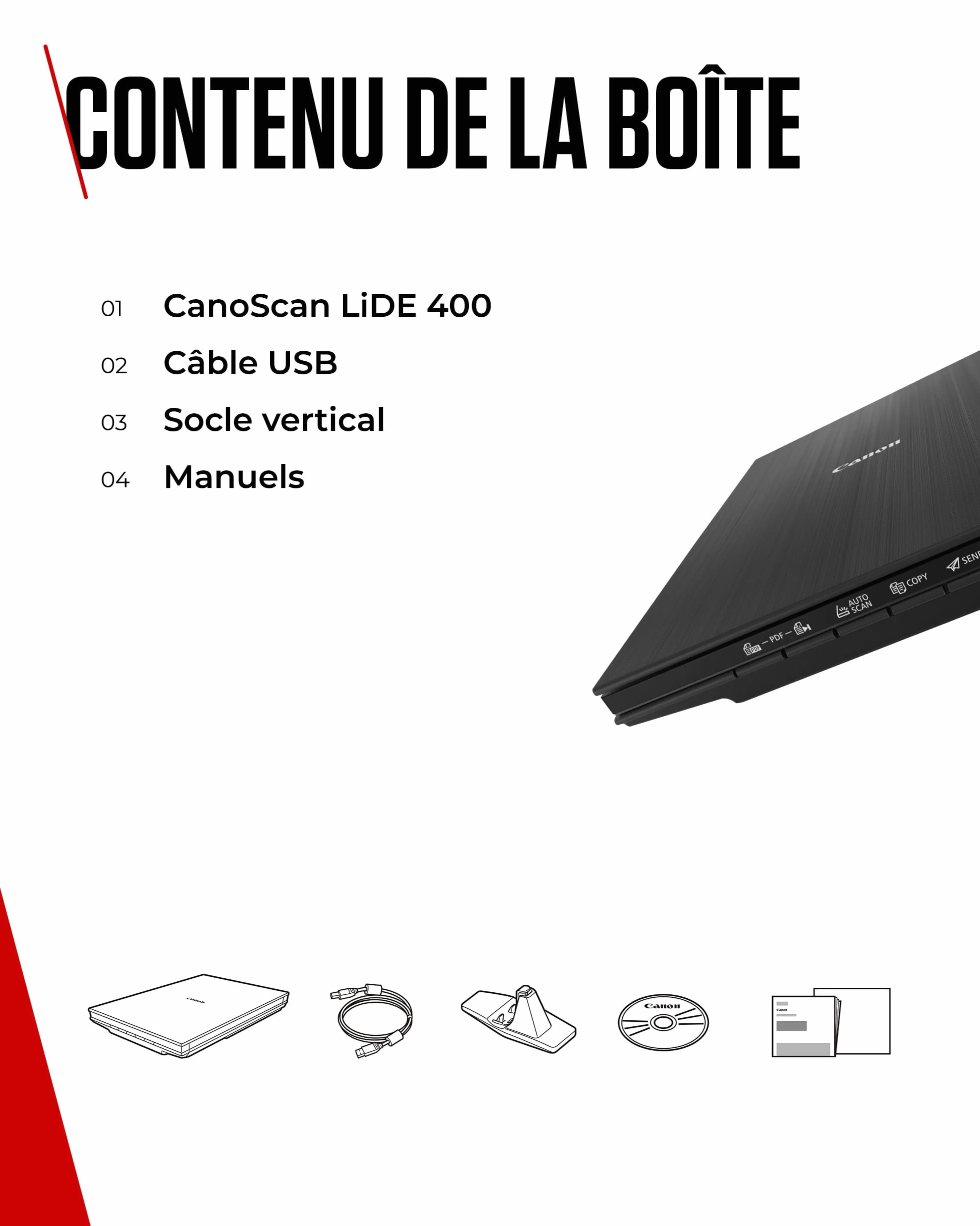 Canon LiDE 400 Scanner de Documents Noir USB Type-C