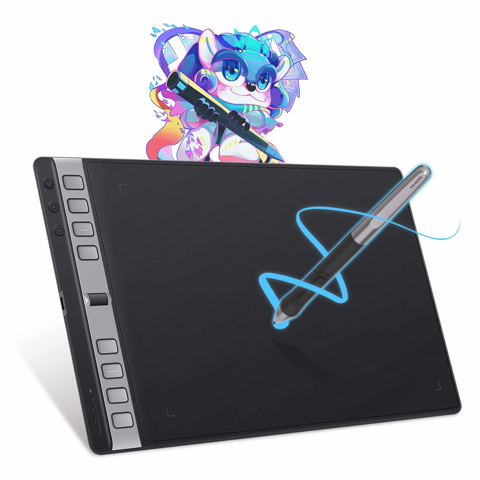 Huion Inspiroy 2 L Tablette Dessin Graphique 10,5 x 6,56 Pouces avec Stylet PW110 Sans Pile pour Mac Windows ChromeOs HarmonyOs Android