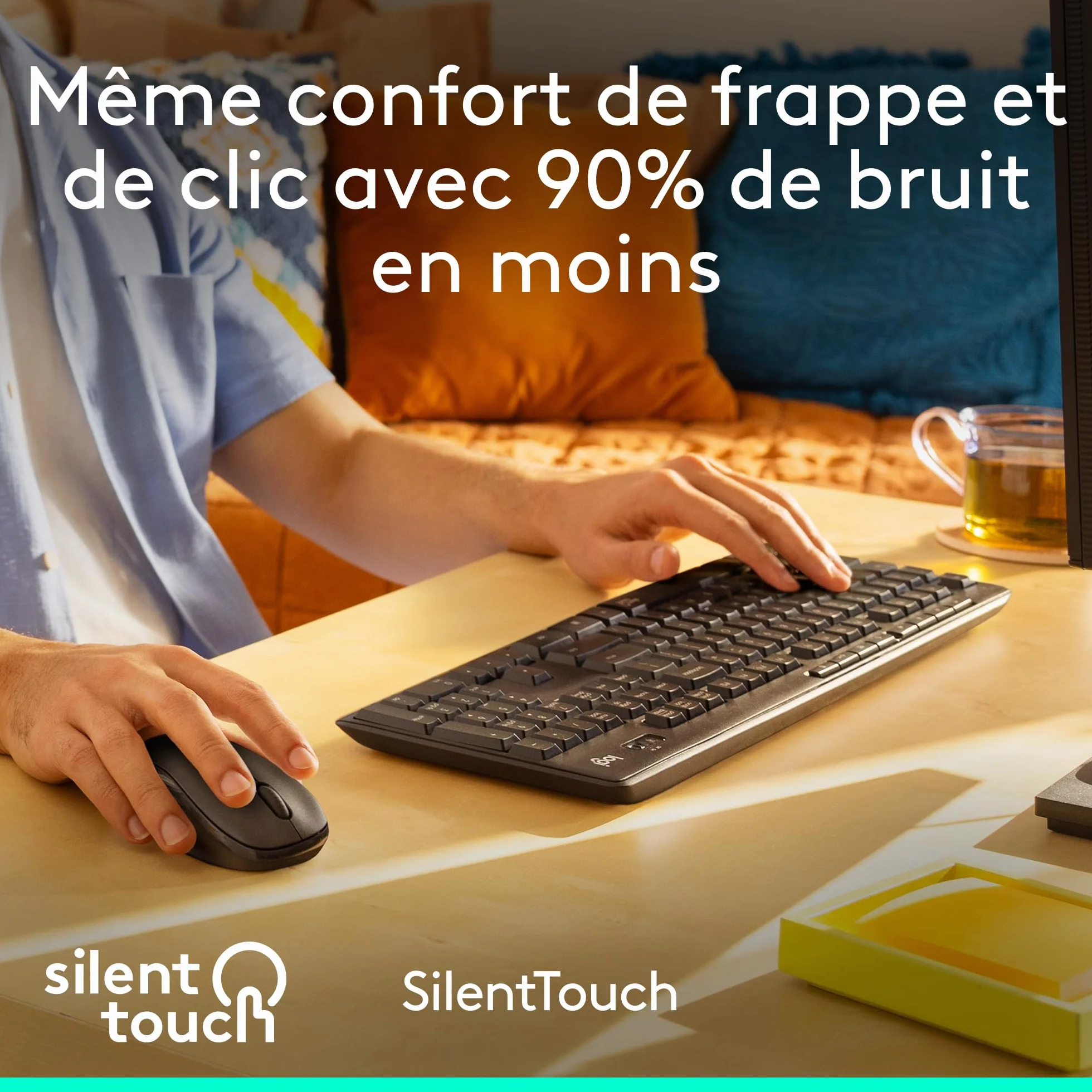 Logitech MK295 Silent ensemble souris et clavier sans fil SilentTouch AZERTY Français Gris