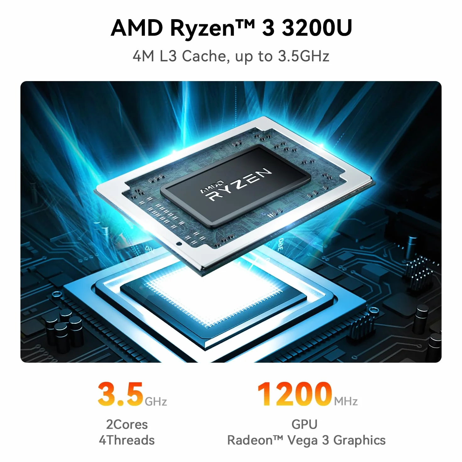 Beelink SER3 Mini PC AMD Ryzen 3 3200U 8Go RAM DDR4 480Go SSD 1000M LAN WiFi6 4K Triple Display