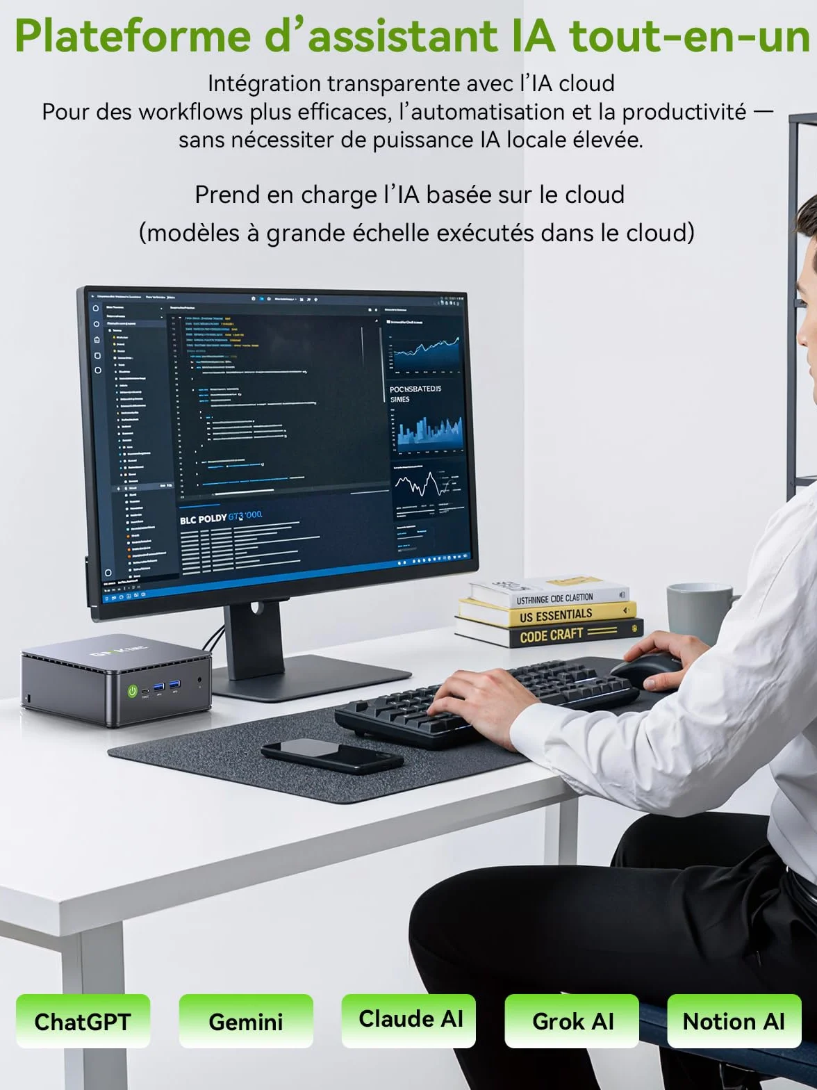 GMKtec G11 Mini PC AMD Ryzen Embedded R2514 16Go DDR4 512Go SSD PCIe 3.0 Dual LAN 2,5G WiFi6E Triple écran 4K