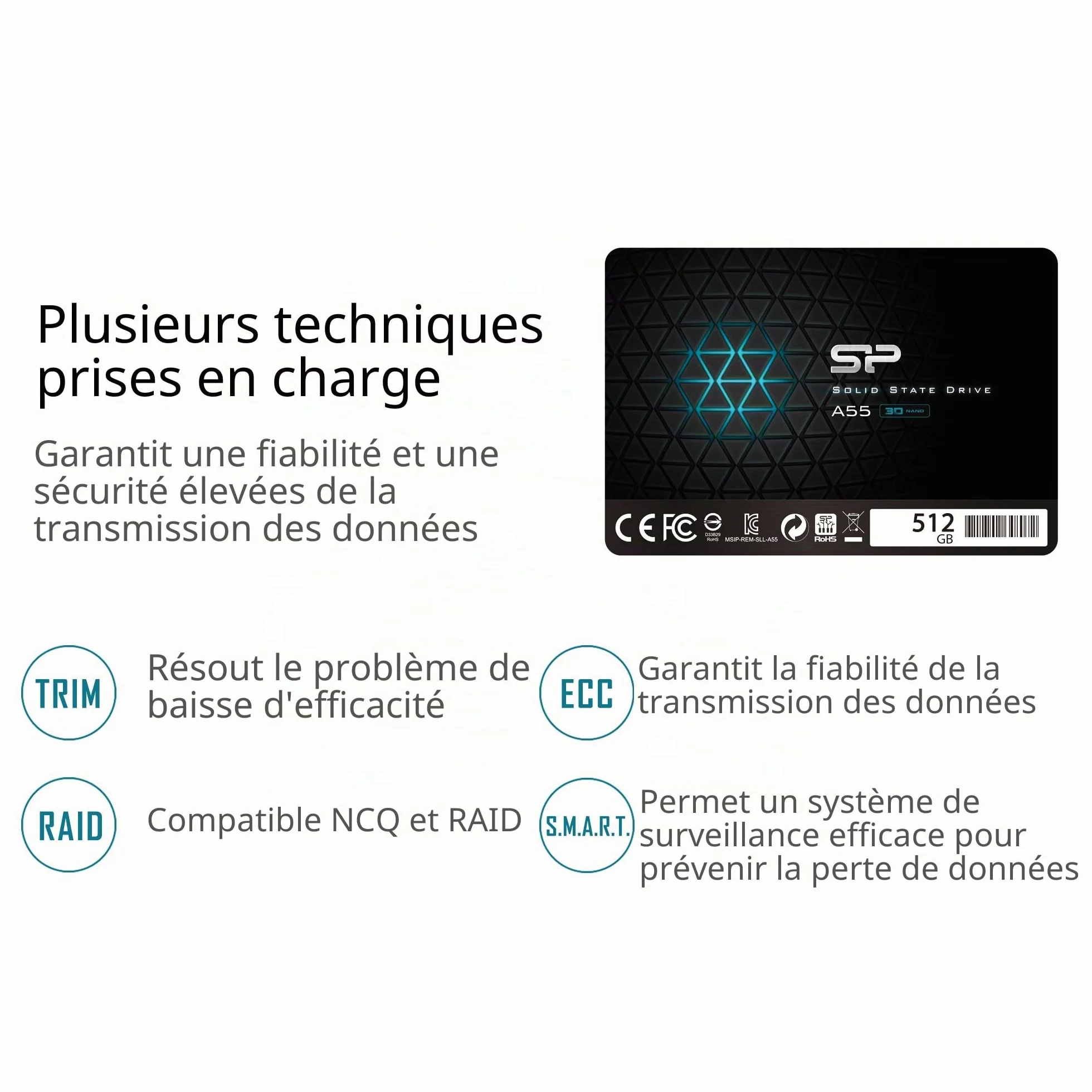 Silicon Power SSD 512GB 3D NAND A55 2.5" SATA III Internal Solid State Drive