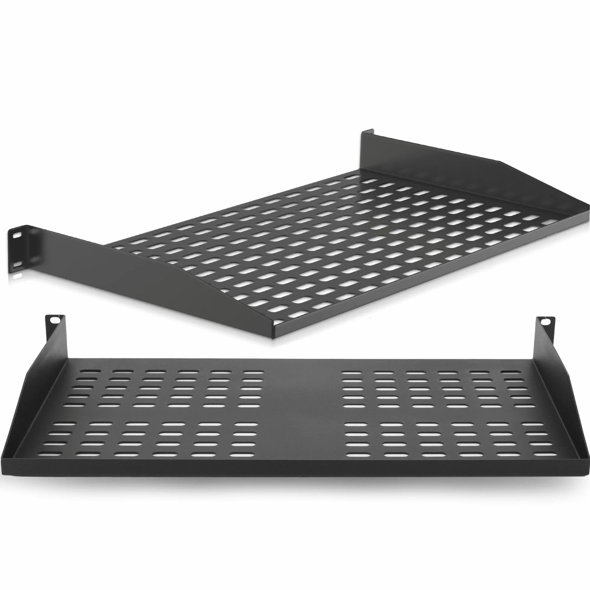 Pyle Étagère Rack Serveur 1U Plateau Ventilé Cantilever pour Armoire 19" Noir Lot de 2