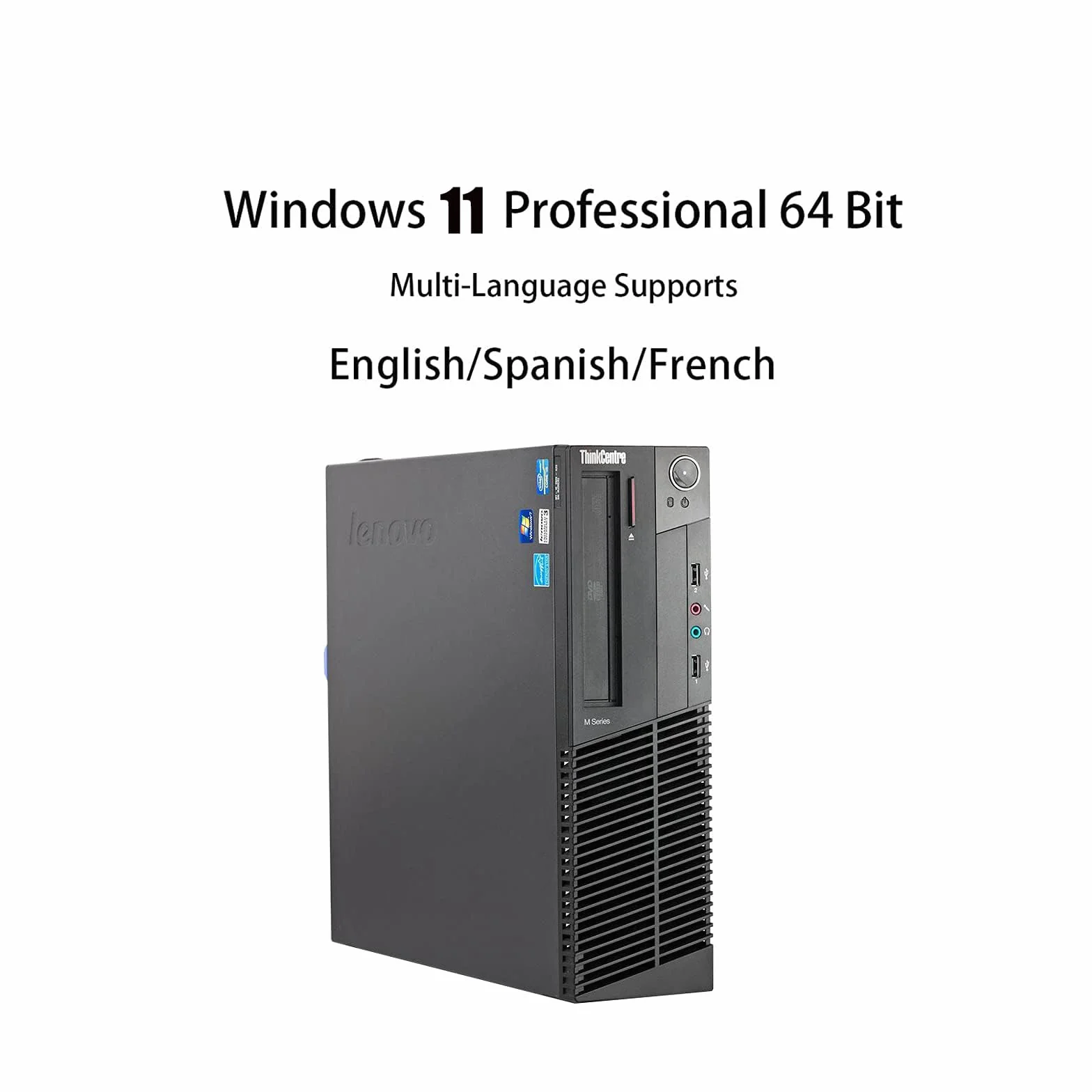 Lenovo ThinkCentre M82 SFF Ordinateur de Bureau Intel Core i3-2120 8 Go RAM 128 Go SSD Wi-Fi Bluetooth Clavier QWERTY Windows 11 Pro Reconditionné