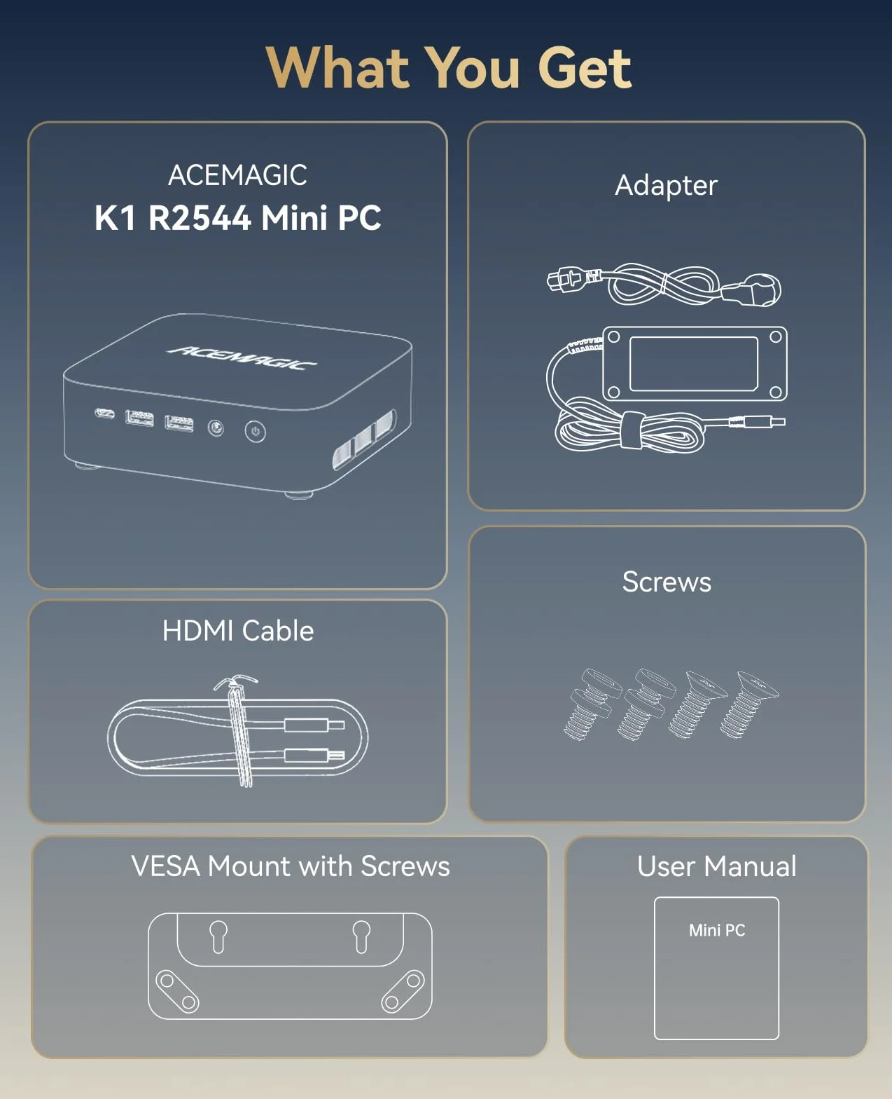 ACEMAGIC Kron Mini K1 Mini PC AMD Ryzen Embedded R2544 8Go DDR4 256Go SSD W-11 Pro Triple écran 4K WIFI5 BT4.2