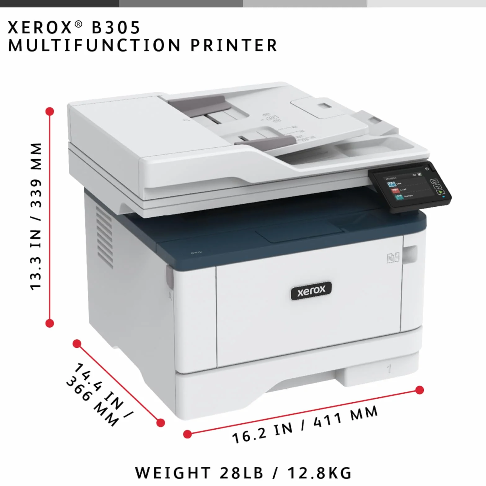 Xerox B305dni Imprimante Multifonction Laser A4 38ppm Noir et Blanc sans Fil Recto-Verso