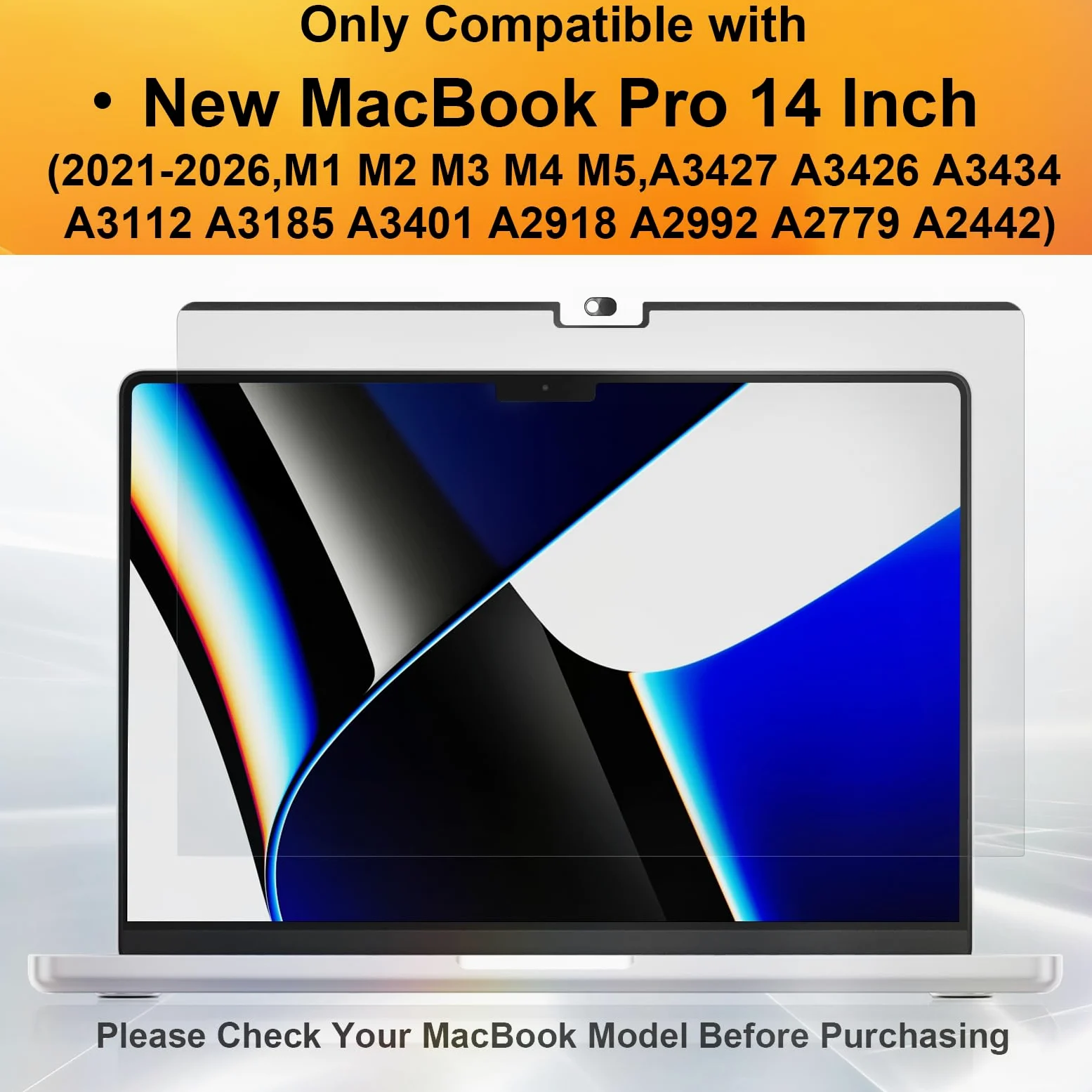 Magnétique Filtre de Confidentialité pour MacBook Pro 14 Pouces 2021-2026 M1-M5 Anti-Espion Bleu-Lumière Amovible