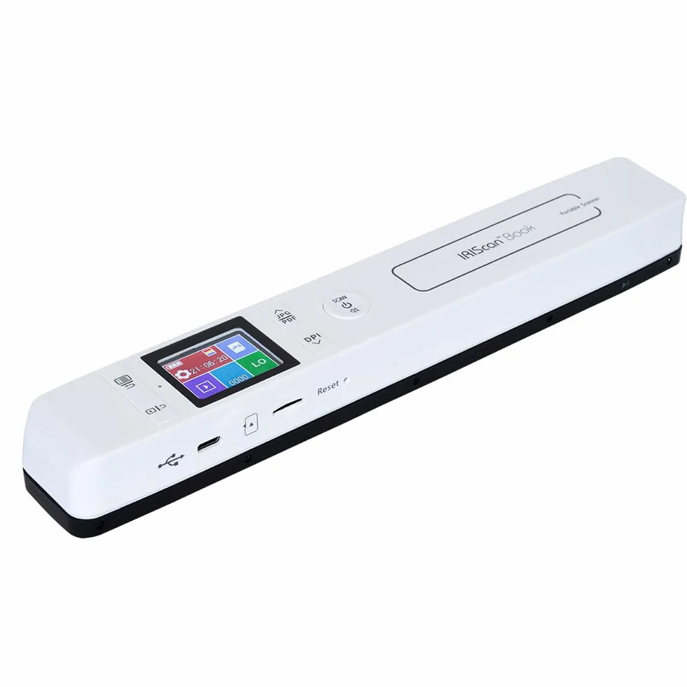 IRIScan Book 7 Scanner Portable sans Fil A4 Blanc, Scan Livres Documents PDF Word XLS, Carte SD, Windows Mac