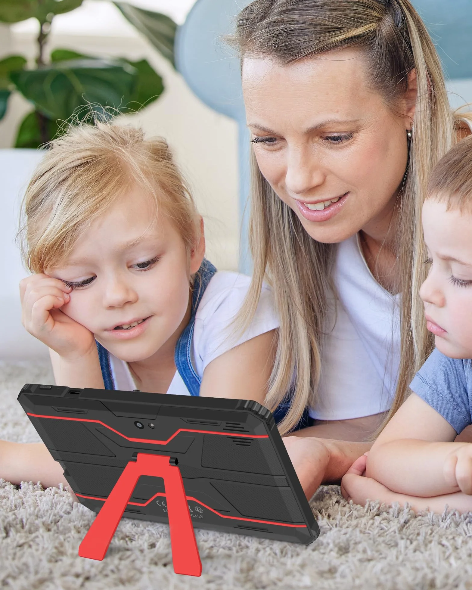 Tablette Android 7 Pouces 256 Go Rouge avec Support