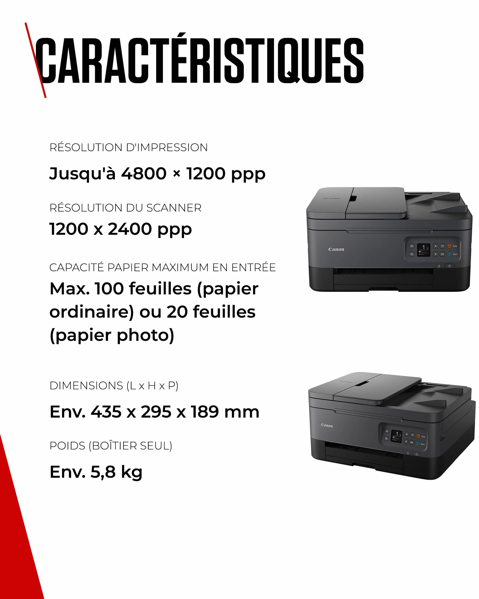 Canon PIXMA TS7450i Imprimante Multifonction Couleur Tout-en-Un Wi-Fi Chargeur Automatique de Documents