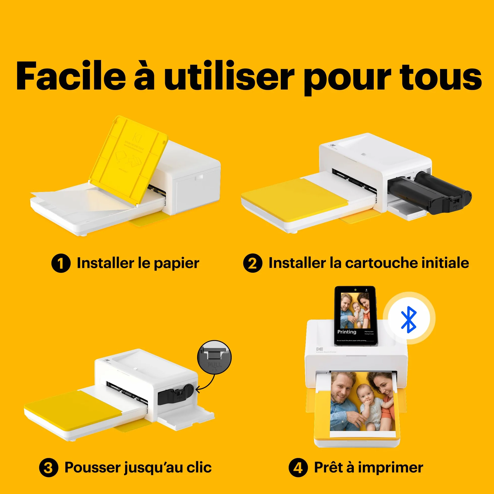 Kodak Dock Plus 4Pass Imprimante Photo 10x15cm + 50 Papier Photo