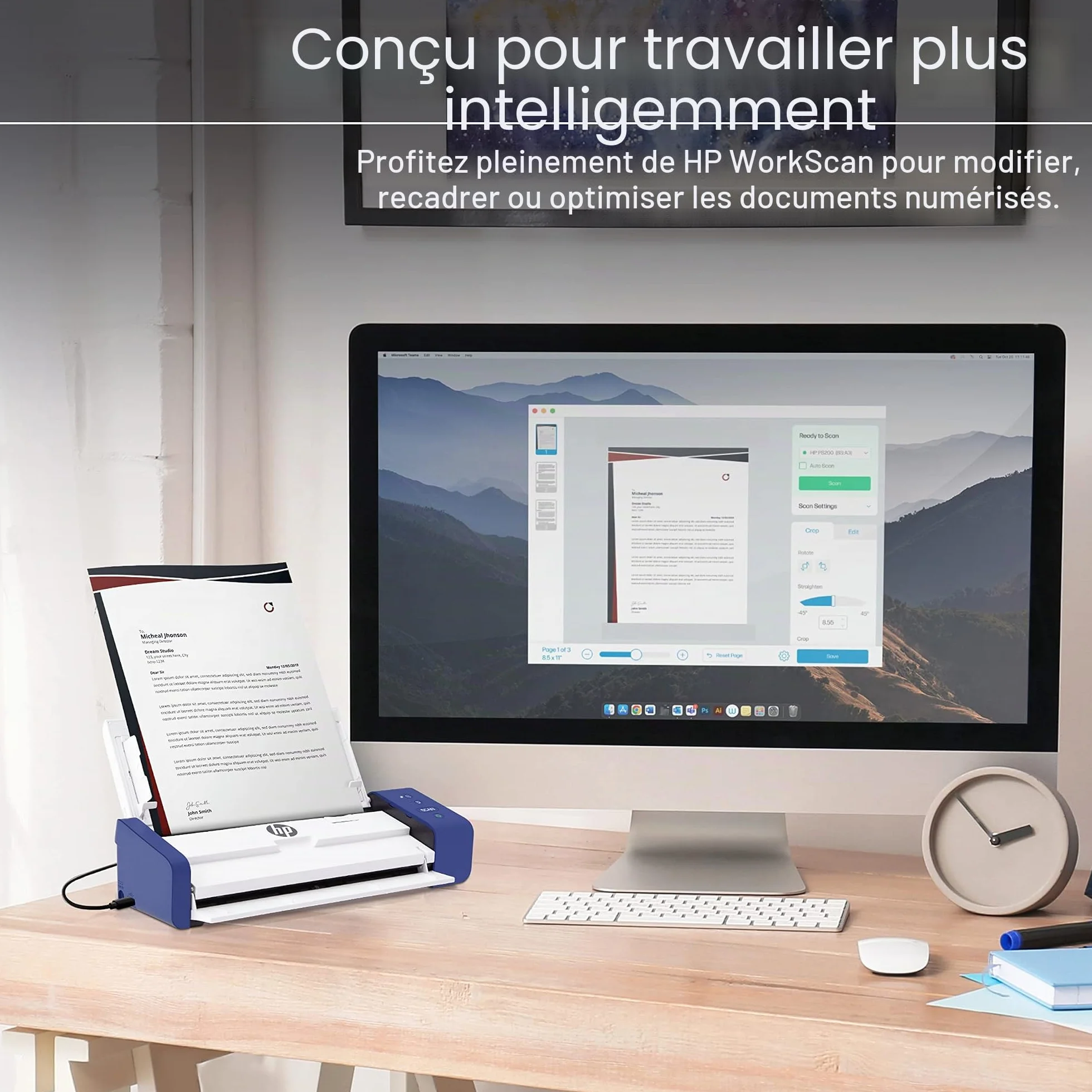 HP Scanner de Documents Portable Duplex USB avec Plateau à Flux Automatique