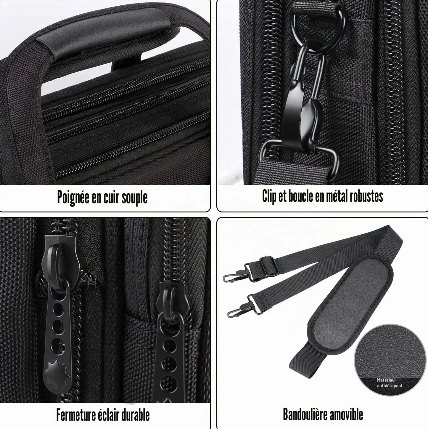 Mancro Sacoche Ordinateur Portable 17 Pouces, Mallette d'Affaires étanche Multifonctionnelle Noir